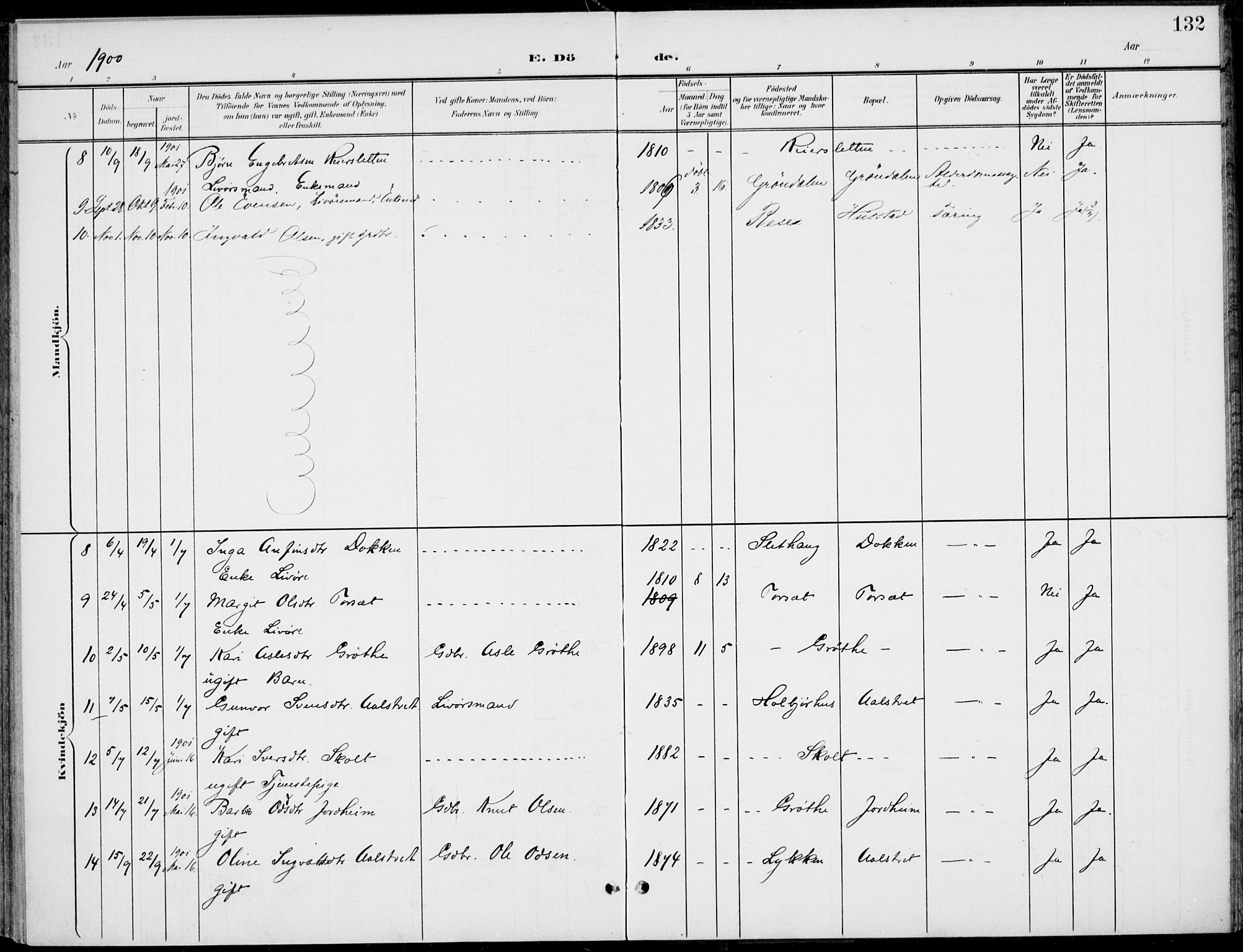 Gol kirkebøker, AV/SAKO-A-226/F/Fb/L0002: Parish register (official) no. II 2, 1900-1921, p. 132