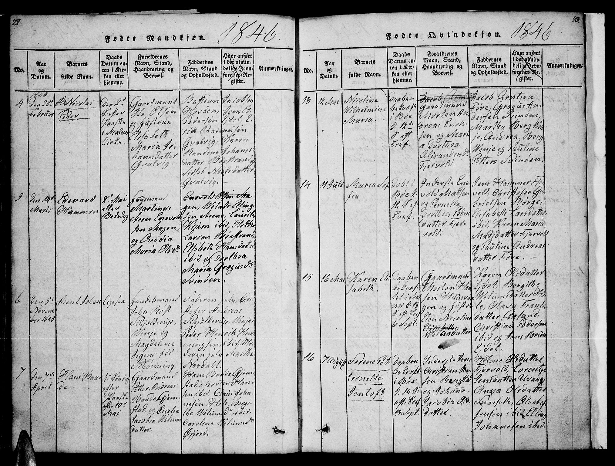Ministerialprotokoller, klokkerbøker og fødselsregistre - Nordland, AV/SAT-A-1459/891/L1312: Parish register (copy) no. 891C01, 1820-1856, p. 72-73