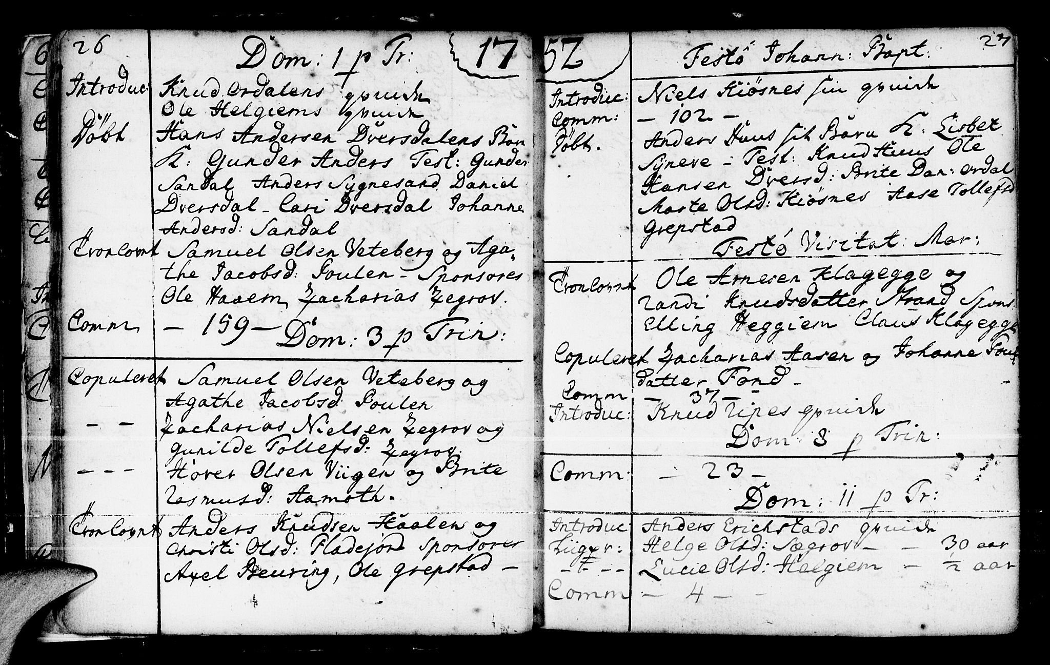 Jølster sokneprestembete, SAB/A-80701/H/Haa/Haaa/L0004: Parish register (official) no. A 4, 1749-1789, p. 26-27