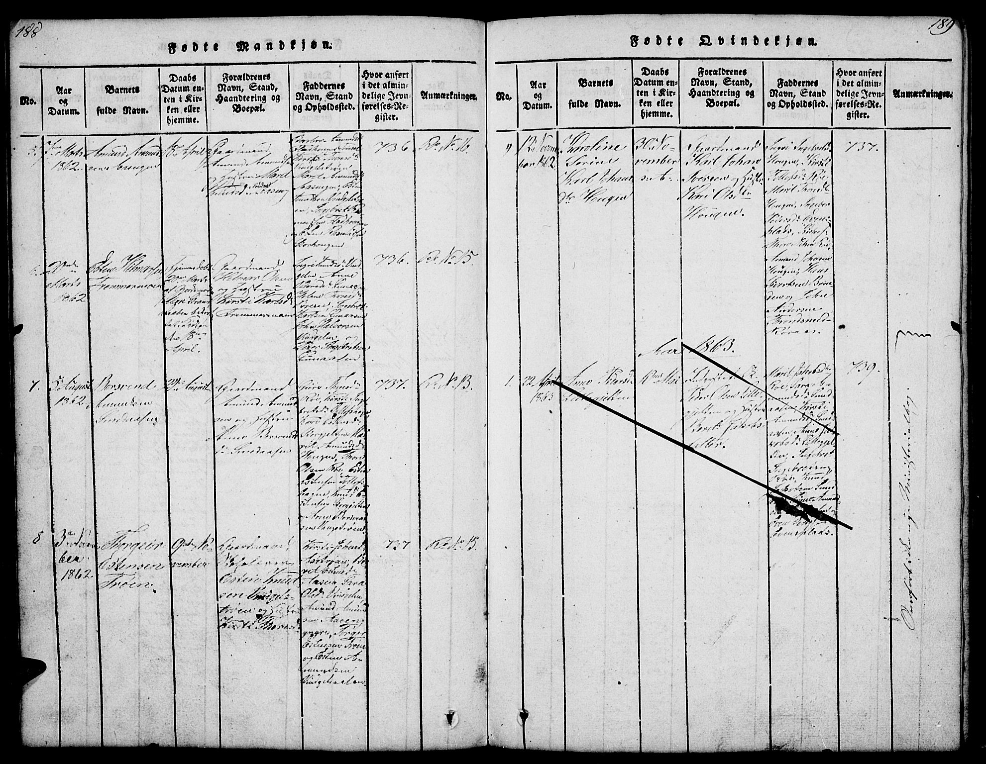 Tolga prestekontor, SAH/PREST-062/L/L0003: Parish register (copy) no. 3, 1815-1862, p. 188-189
