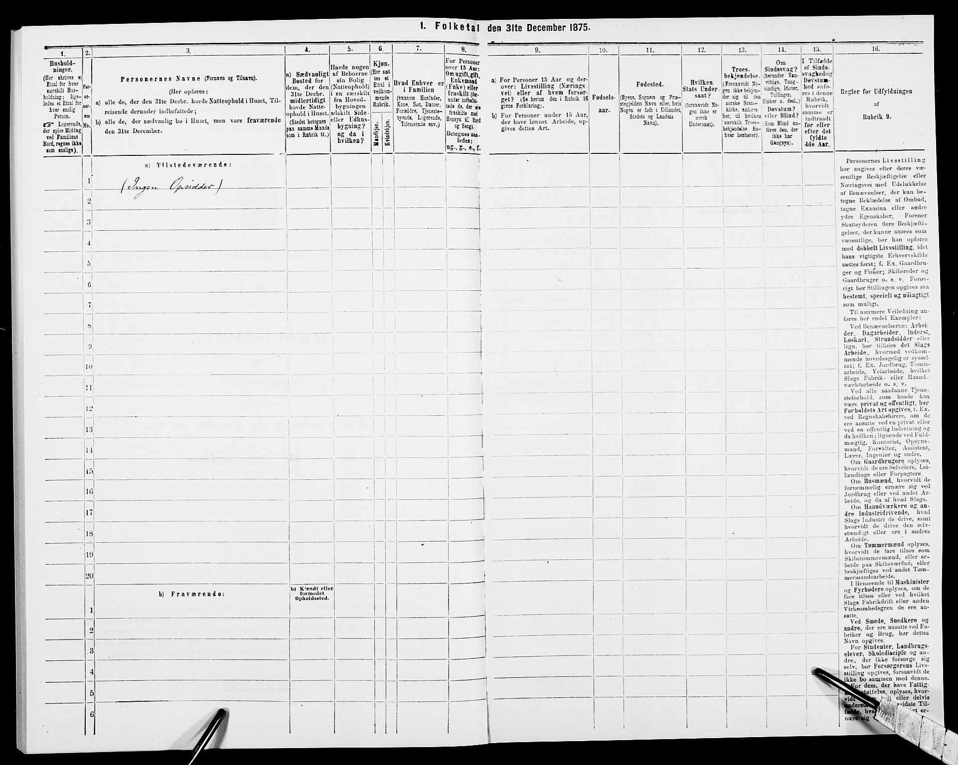 SAK, 1875 census for 0911P Gjerstad, 1875, p. 1362