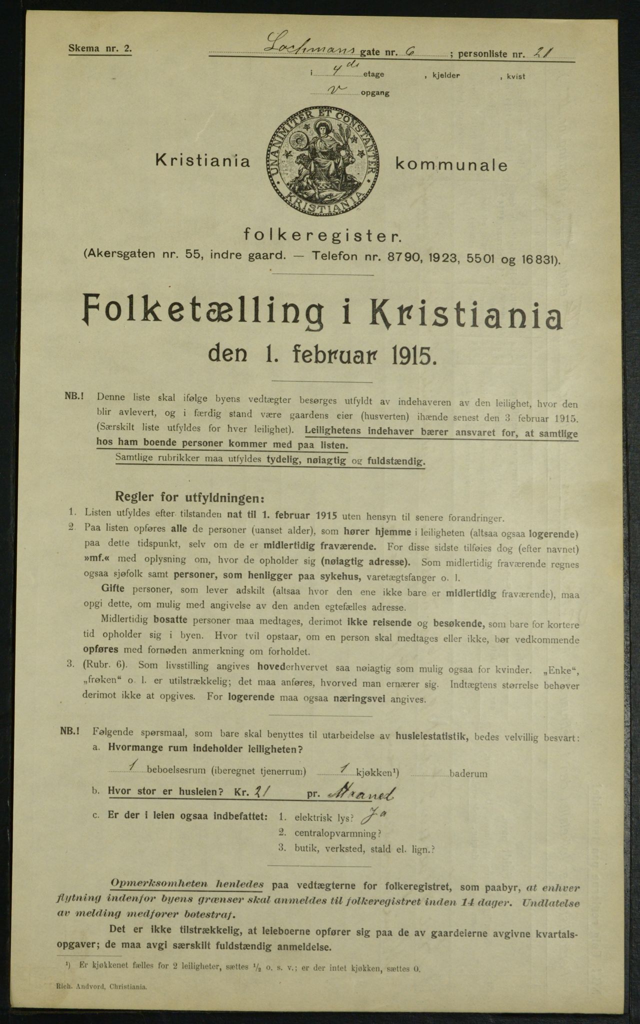 OBA, Municipal Census 1915 for Kristiania, 1915, p. 81626