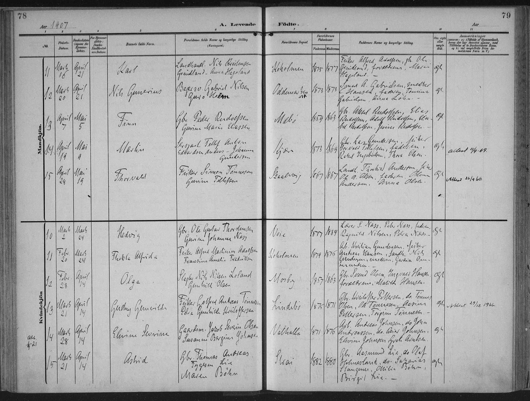 Oddernes sokneprestkontor, AV/SAK-1111-0033/F/Fa/Faa/L0011: Parish register (official) no. A 11, 1904-1911, p. 78-79