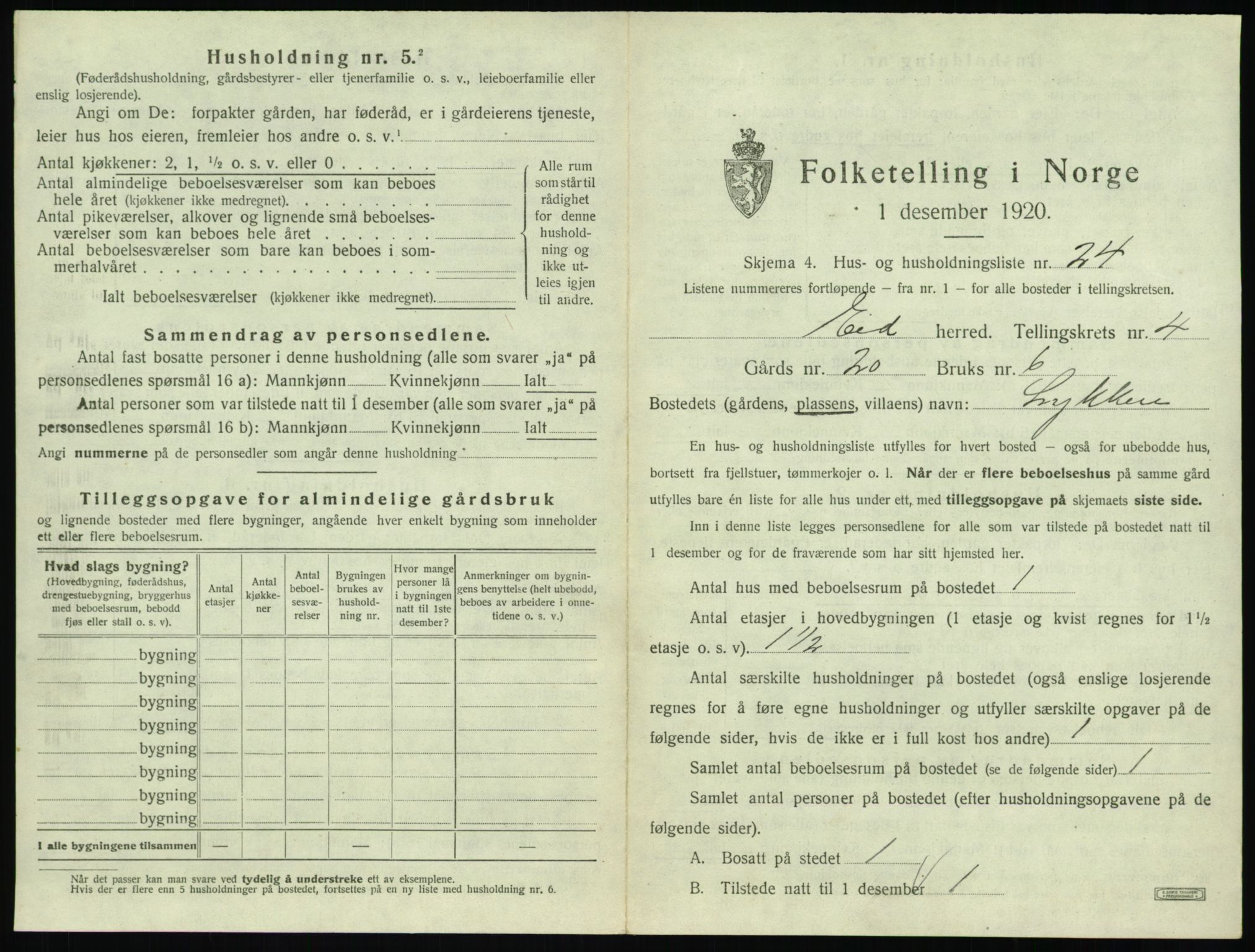 SAT, 1920 census for Eid, 1920, p. 217