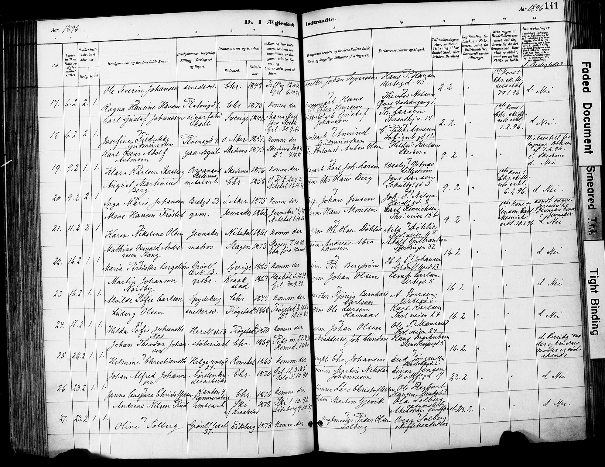 Grønland prestekontor Kirkebøker, AV/SAO-A-10848/F/Fa/L0013: Parish register (official) no. 13, 1887-1906, p. 141