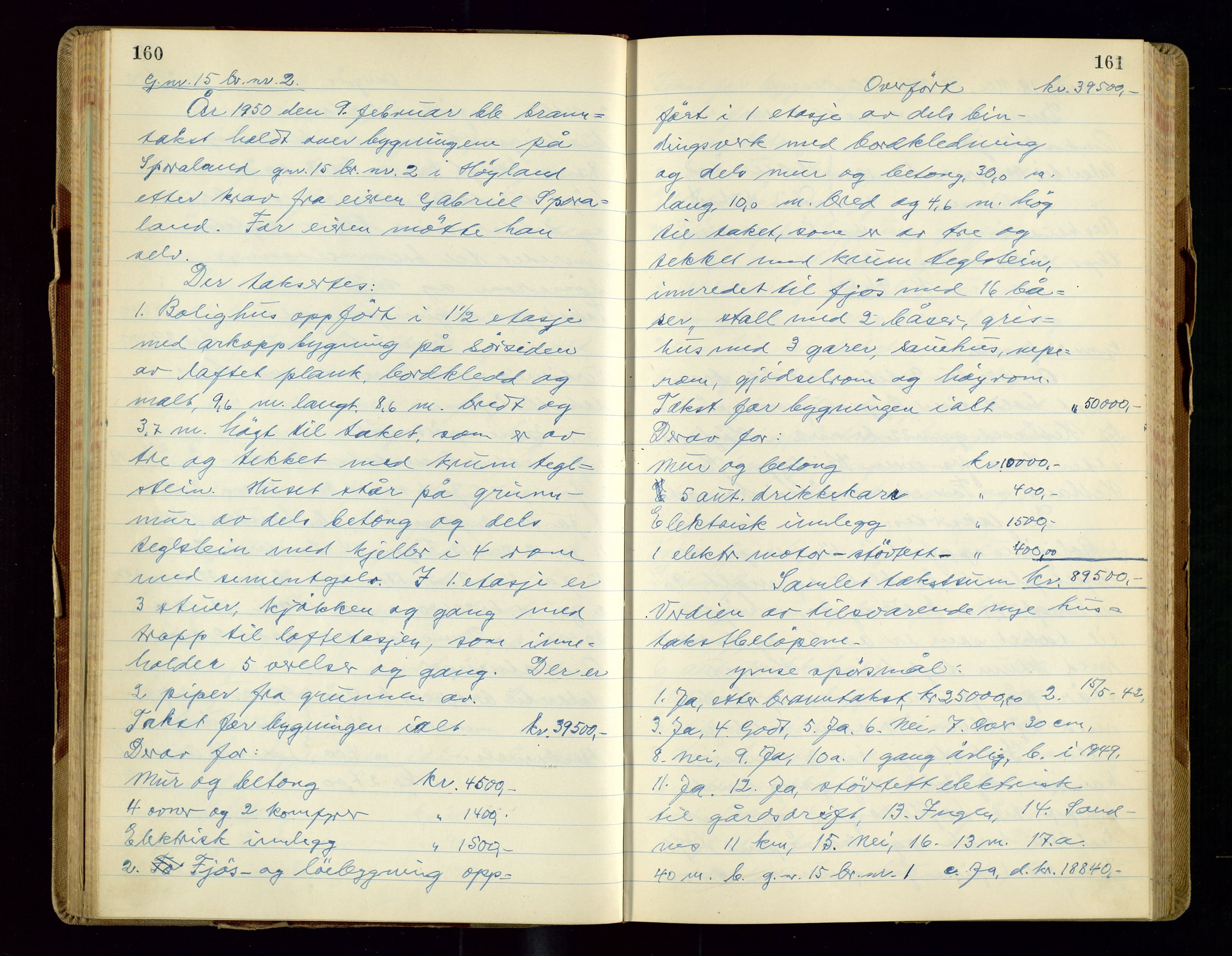Høyland/Sandnes lensmannskontor, AV/SAST-A-100166/Goa/L0012: "Branntakstprotokoll", 1949-1951, p. 160-161