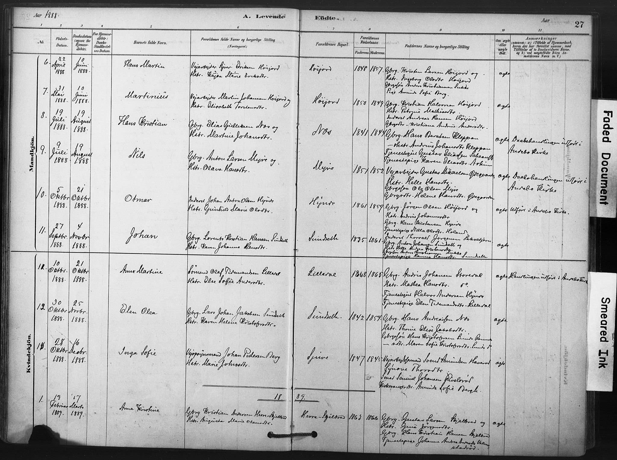 Andebu kirkebøker, AV/SAKO-A-336/F/Fb/L0001: Parish register (official) no. II 1, 1878-1909, p. 27