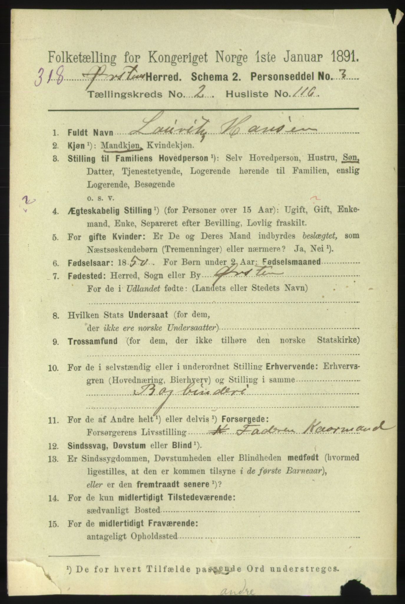 RA, 1891 census for 1520 Ørsta, 1891, p. 1149