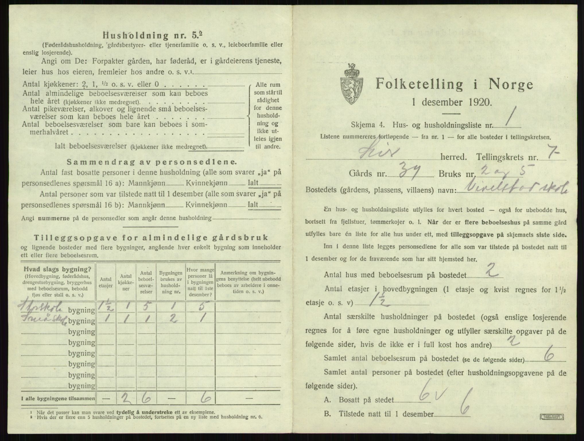 SAKO, 1920 census for Lier, 1920, p. 1077