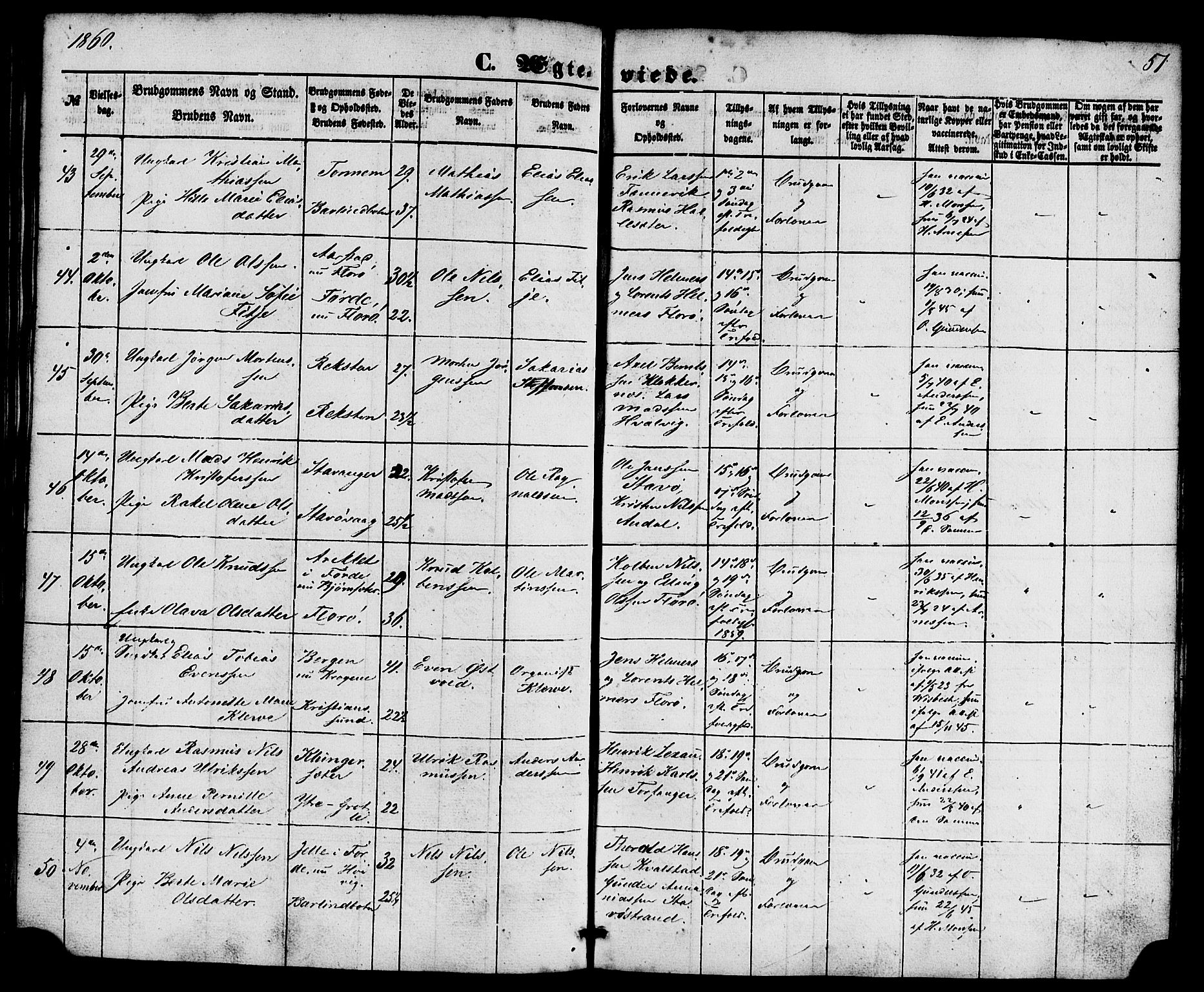 Kinn sokneprestembete, AV/SAB-A-80801/H/Haa/Haaa/L0010: Parish register (official) no. A 10, 1852-1869, p. 51