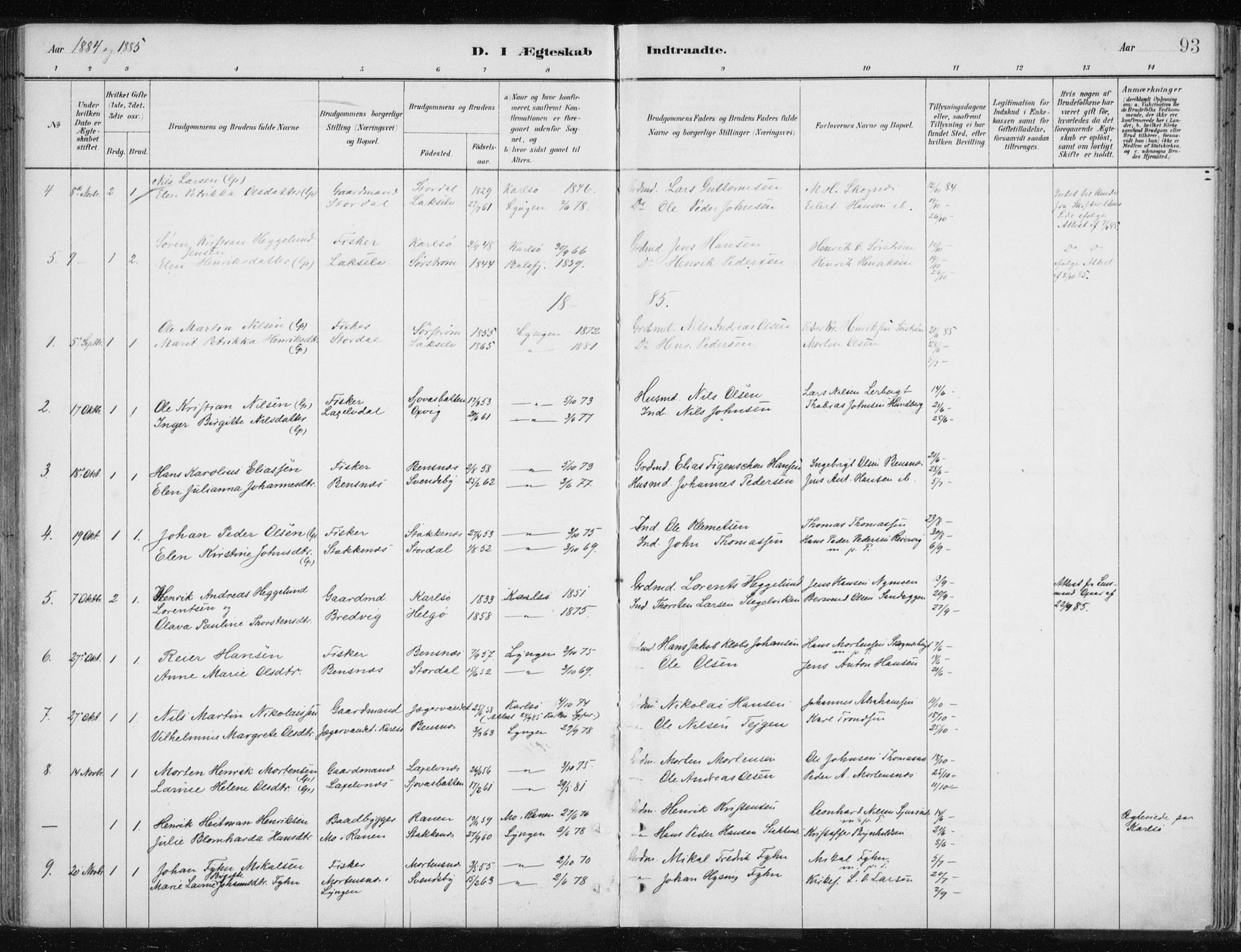 Lyngen sokneprestembete, AV/SATØ-S-1289/H/He/Hea/L0010kirke: Parish register (official) no. 10, 1883-1904, p. 93