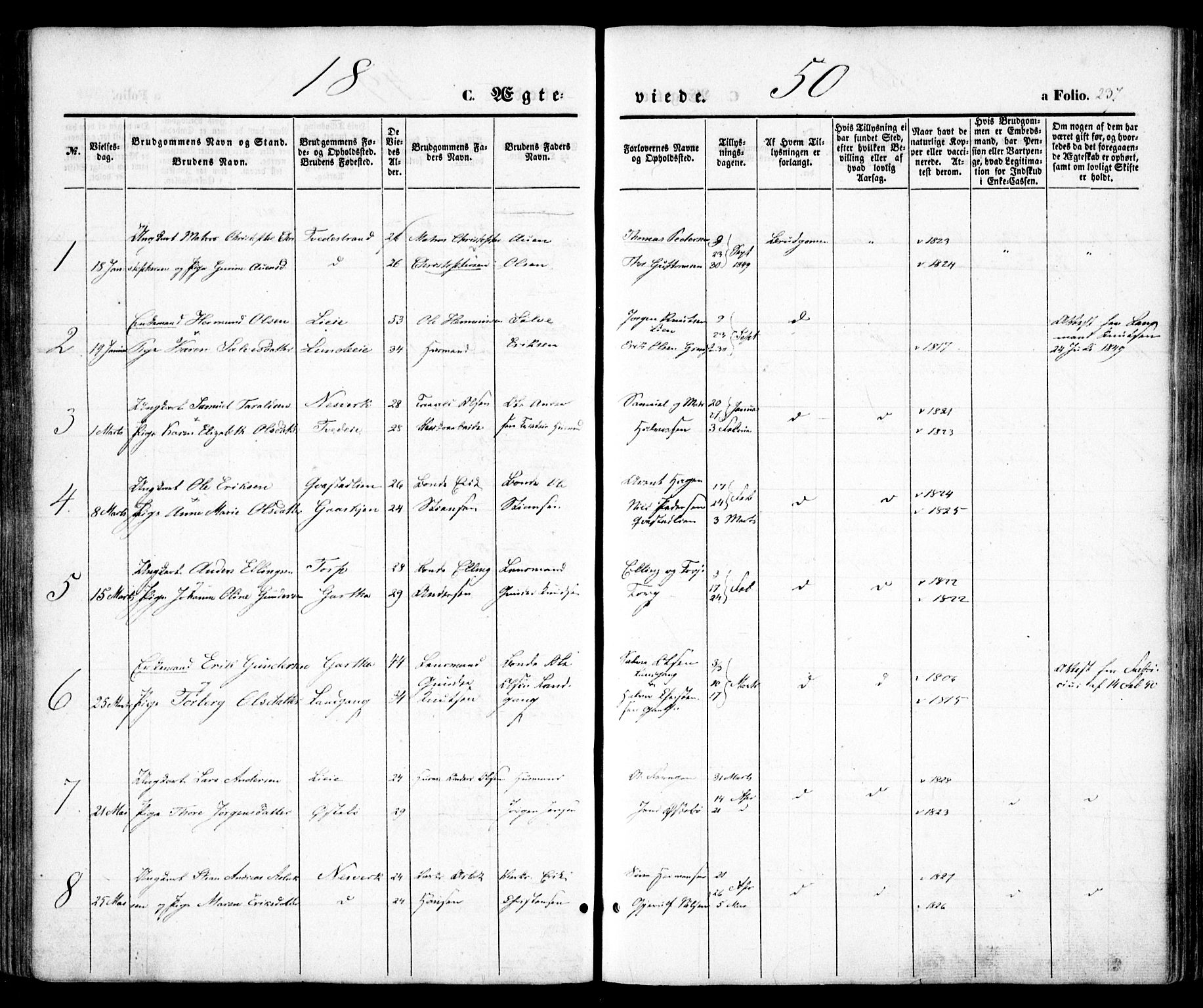 Holt sokneprestkontor, SAK/1111-0021/F/Fa/L0008: Parish register (official) no. A 8, 1849-1860, p. 237