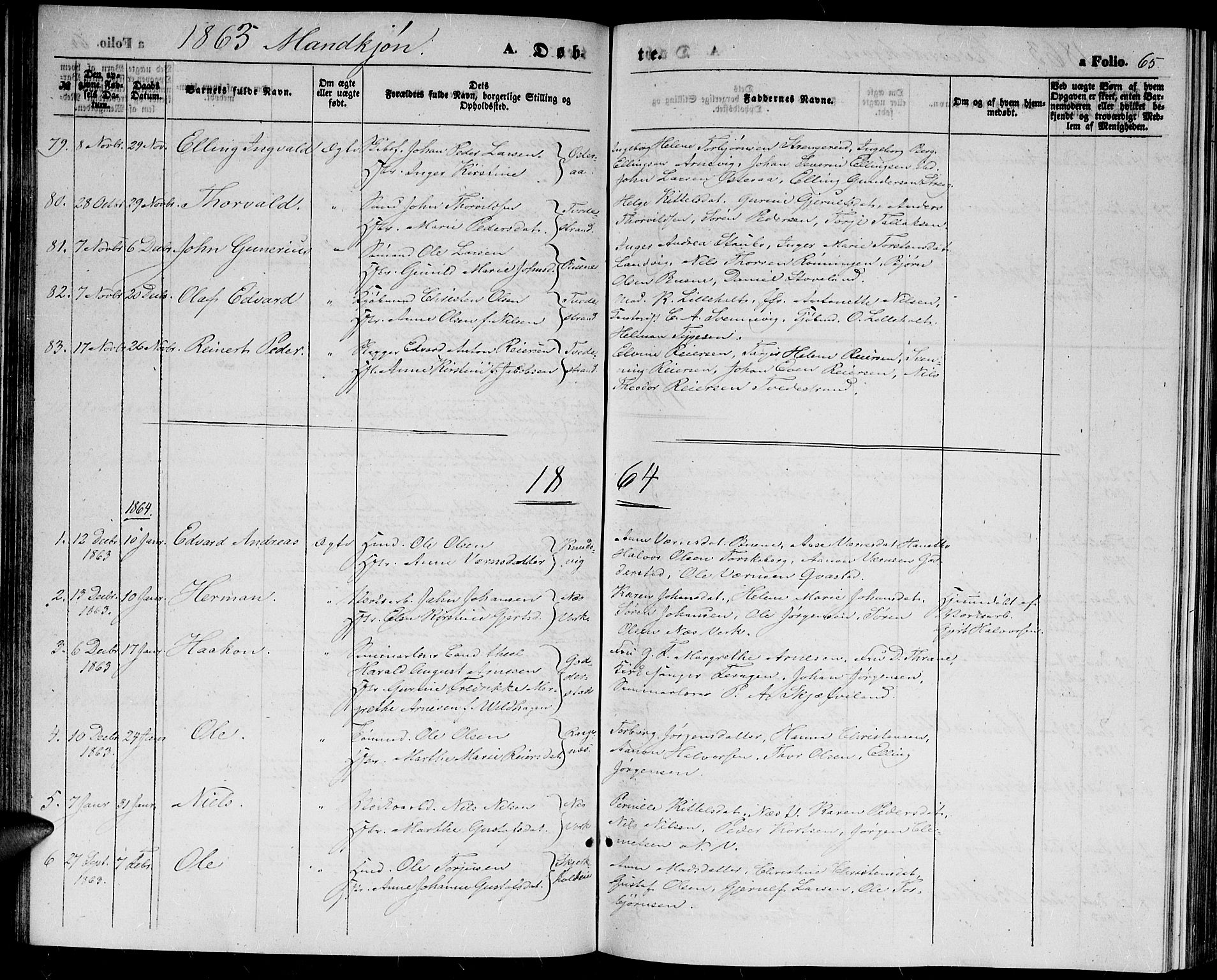 Holt sokneprestkontor, AV/SAK-1111-0021/F/Fb/L0008: Parish register (copy) no. B 8, 1858-1871, p. 65