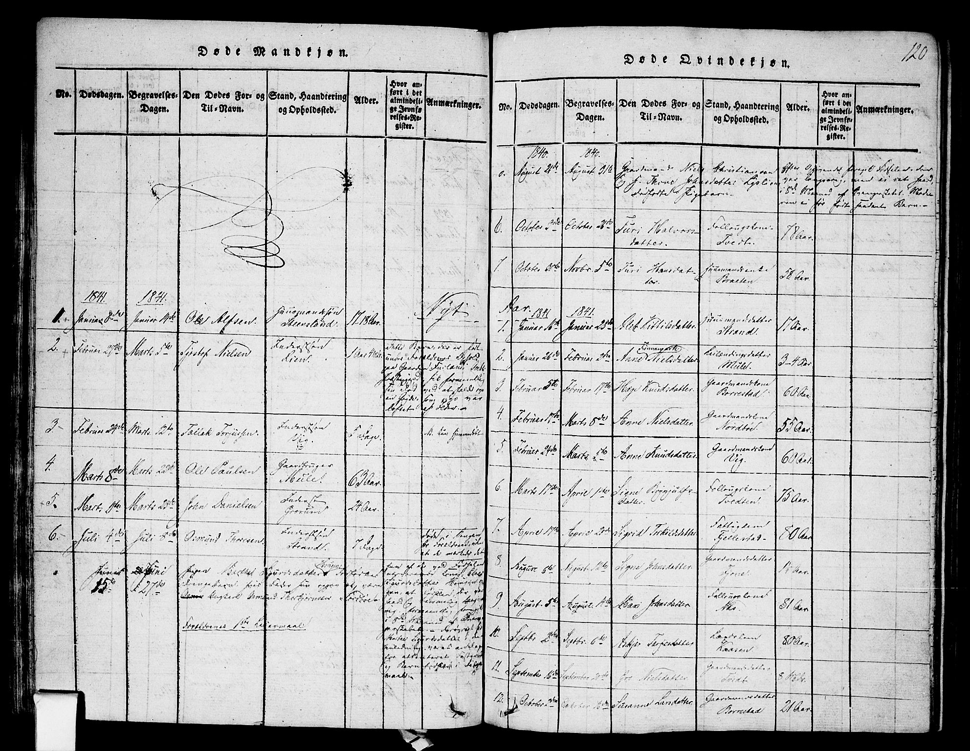 Nissedal kirkebøker, SAKO/A-288/F/Fa/L0002: Parish register (official) no. I 2, 1814-1845, p. 120