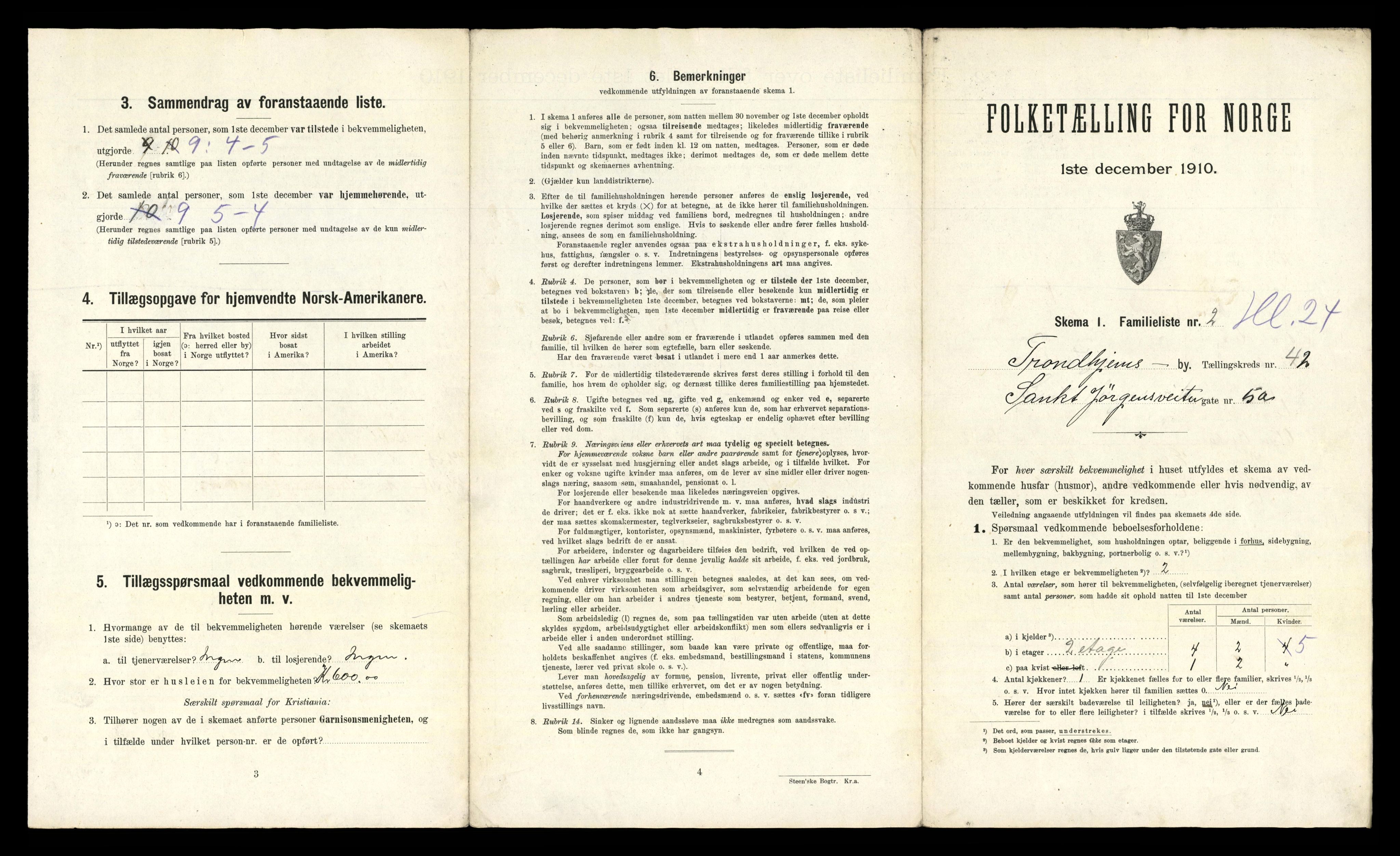 RA, 1910 census for Trondheim, 1910, p. 11117