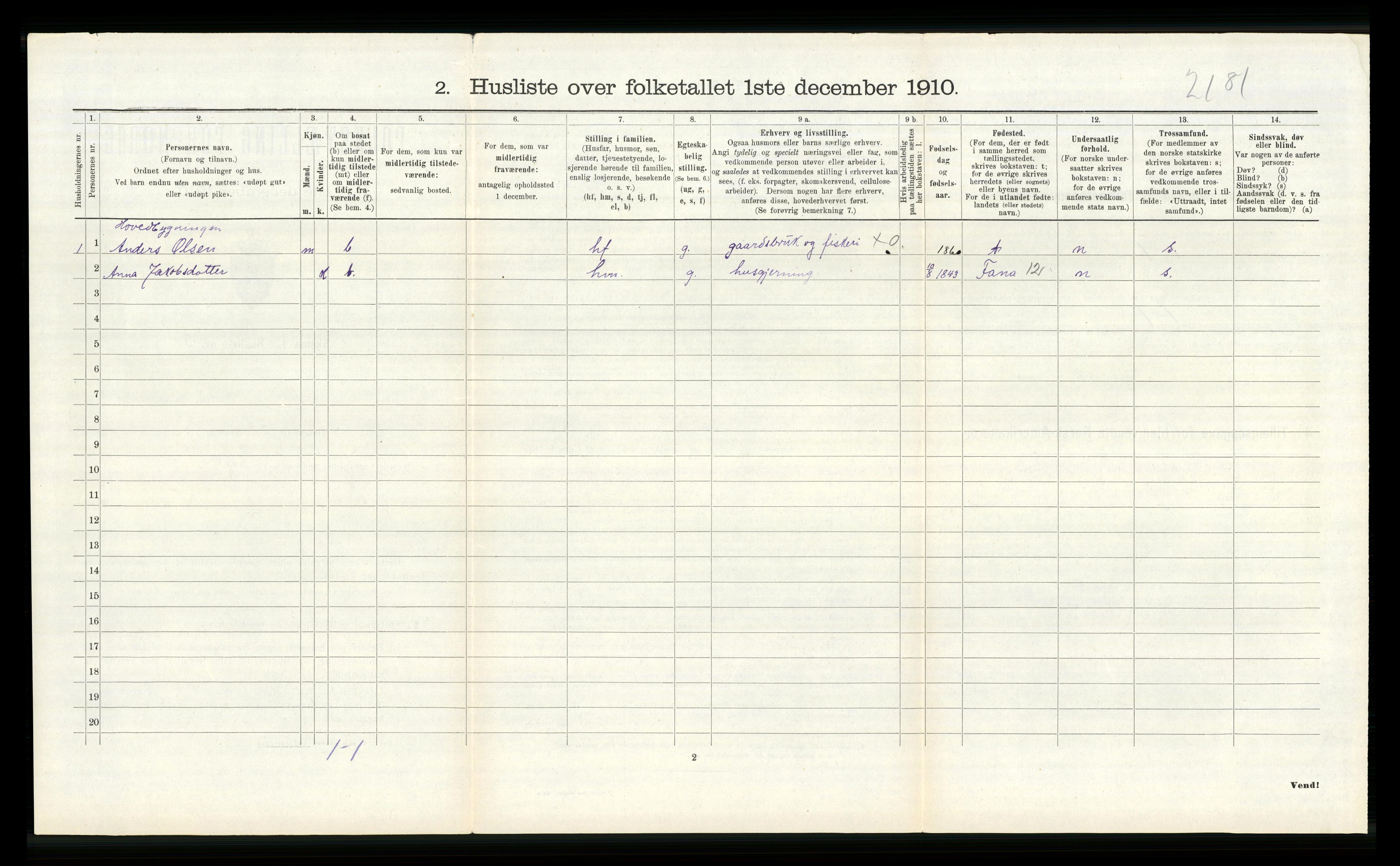 RA, 1910 census for Fitjar, 1910, p. 458