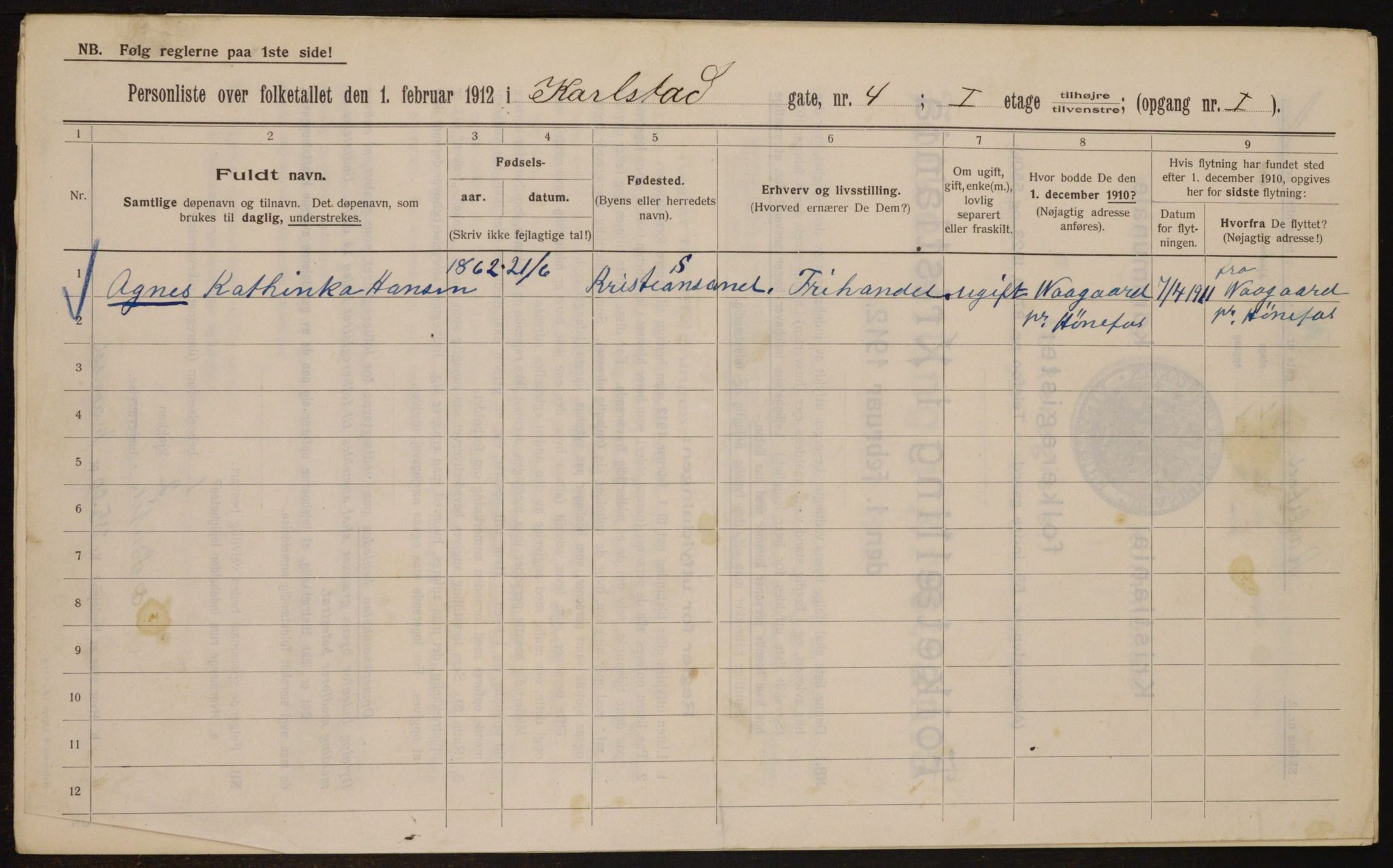 OBA, Municipal Census 1912 for Kristiania, 1912, p. 49280