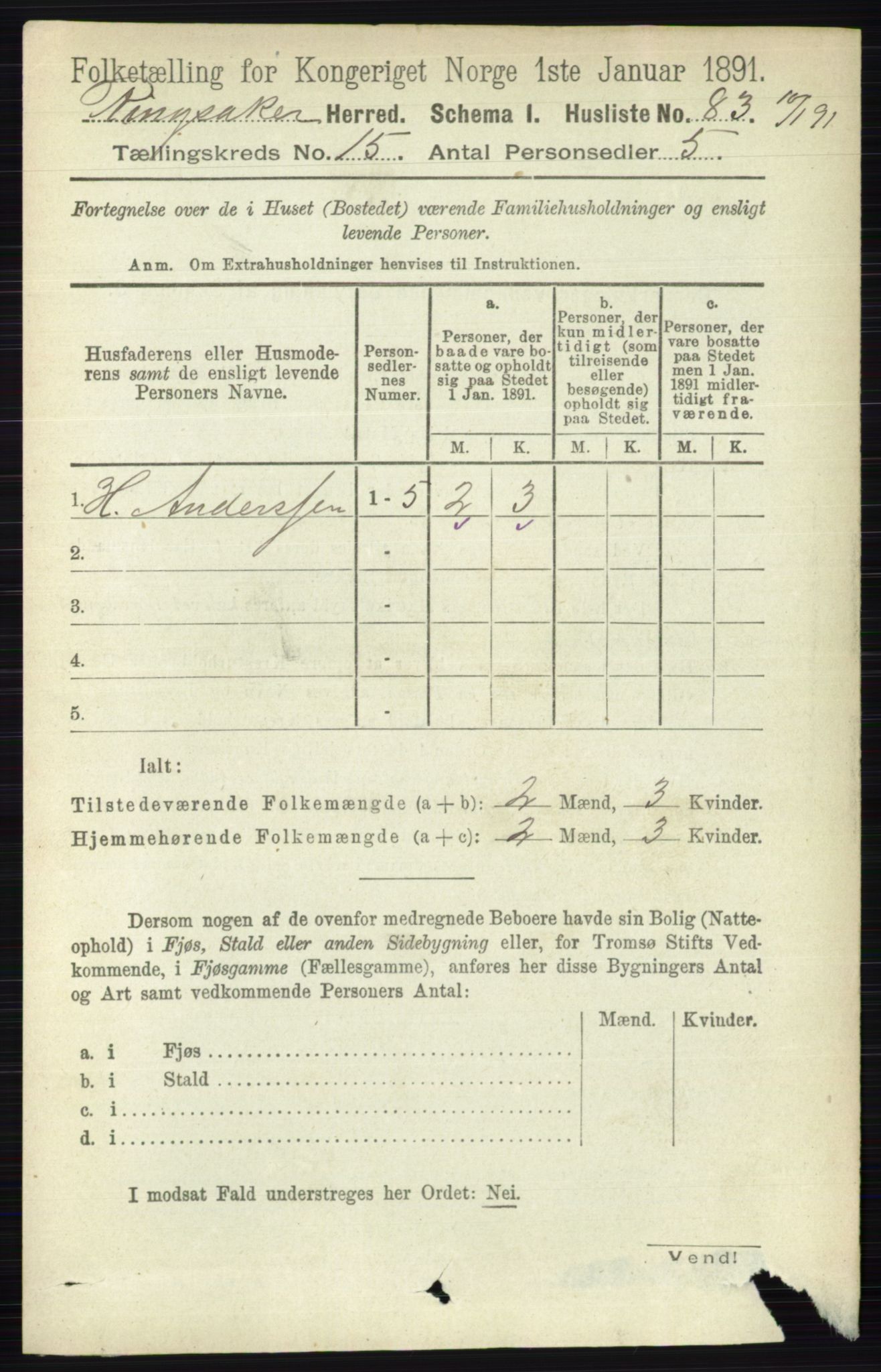 RA, 1891 census for 0412 Ringsaker, 1891, p. 8480