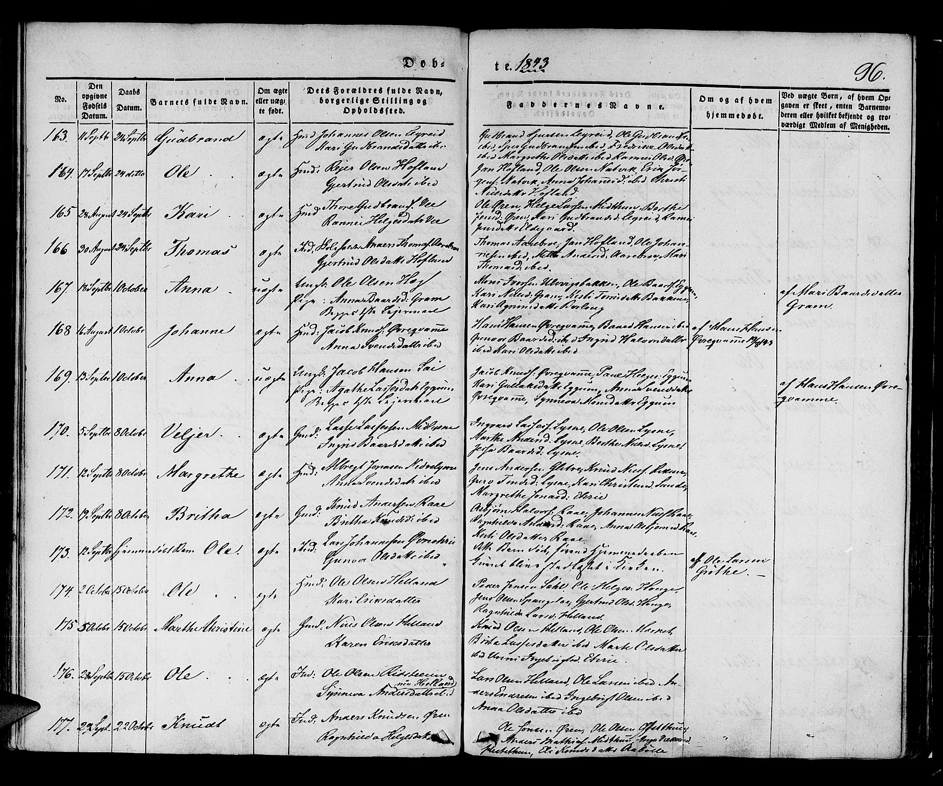 Lærdal sokneprestembete, AV/SAB-A-81201: Parish register (official) no. A 6, 1835-1849, p. 96