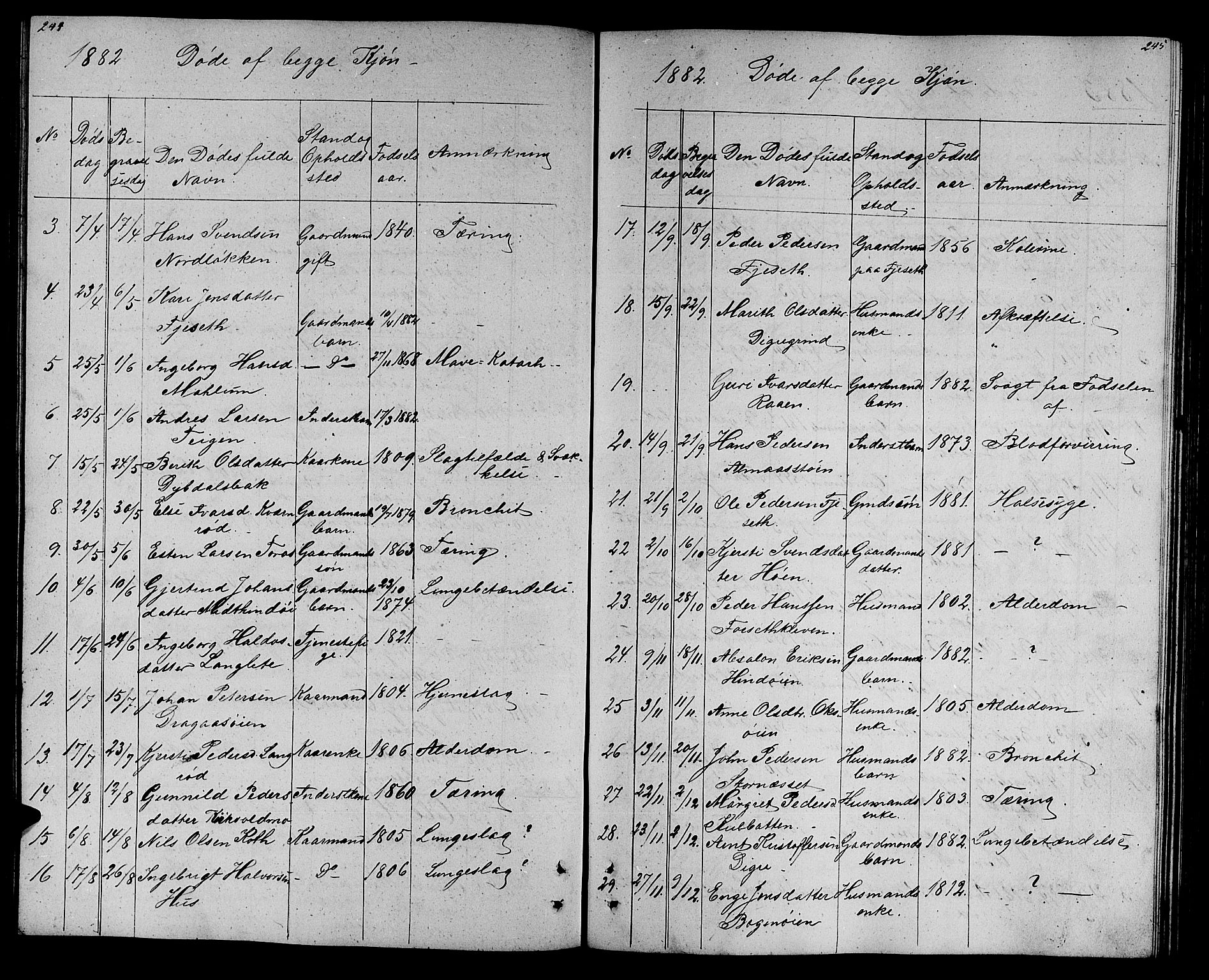 Ministerialprotokoller, klokkerbøker og fødselsregistre - Sør-Trøndelag, SAT/A-1456/688/L1027: Parish register (copy) no. 688C02, 1861-1889, p. 244-245