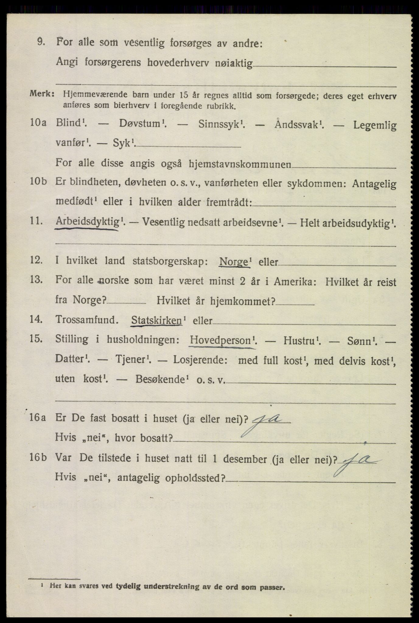 SAH, 1920 census for Vestre Slidre, 1920, p. 2273