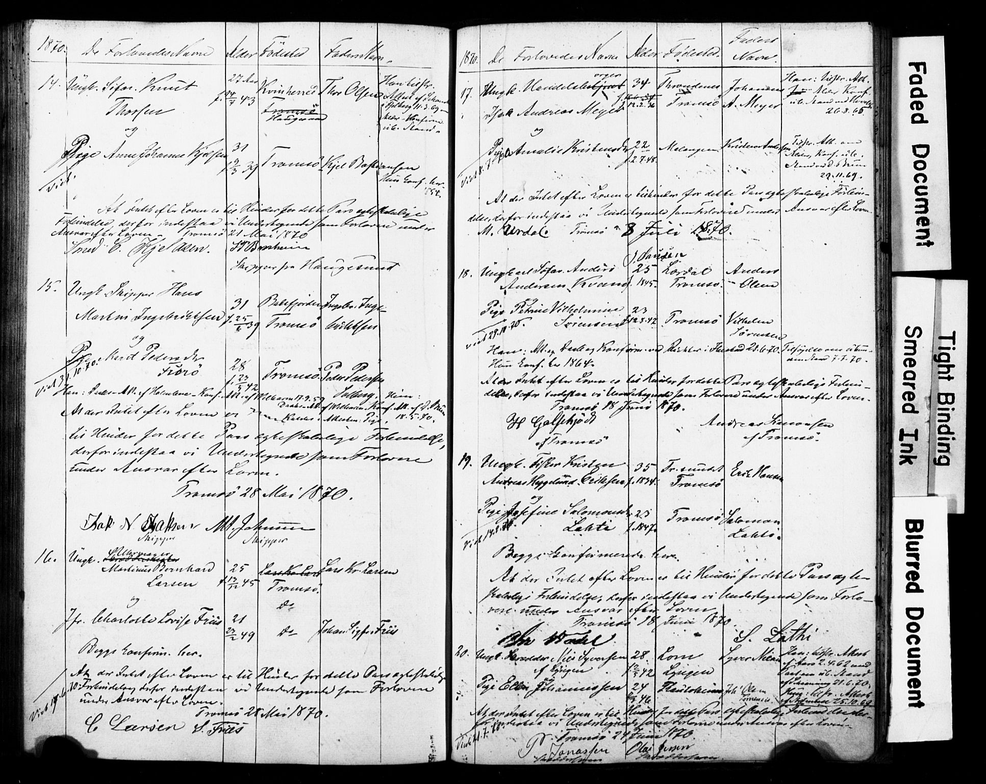 Tromsø sokneprestkontor/stiftsprosti/domprosti, AV/SATØ-S-1343/H/Hc/L0097: Banns register no. 97, 1851-1872