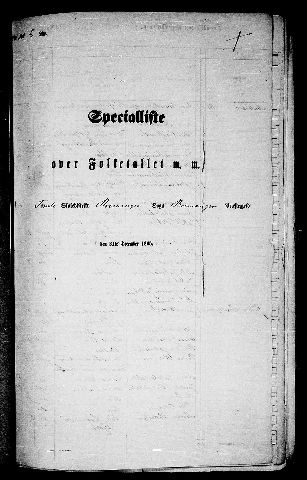 RA, 1865 census for Bremanger, 1865, p. 75