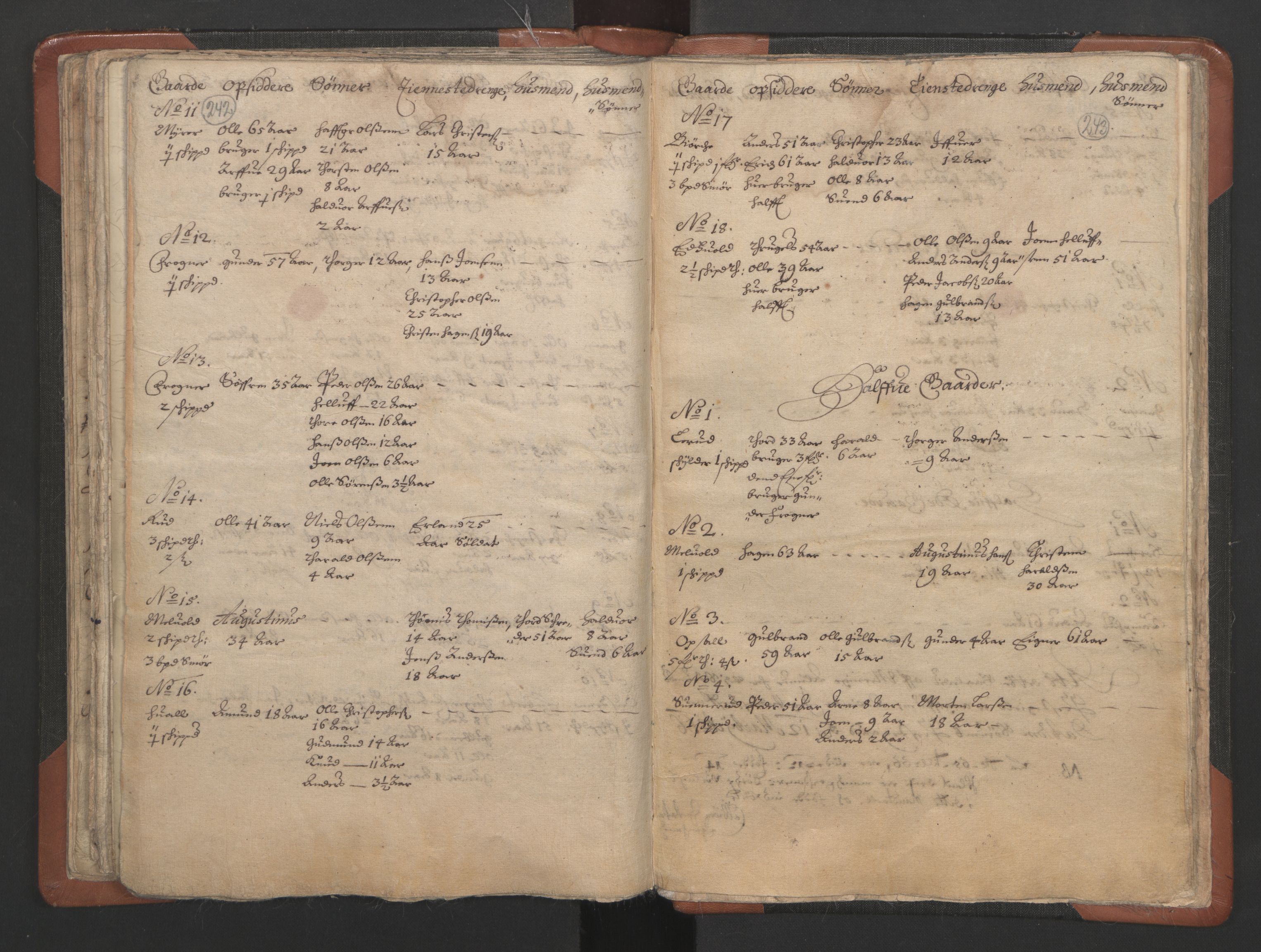 RA, Vicar's Census 1664-1666, no. 3: Nedre Romerike deanery, 1664-1666, p. 242-243