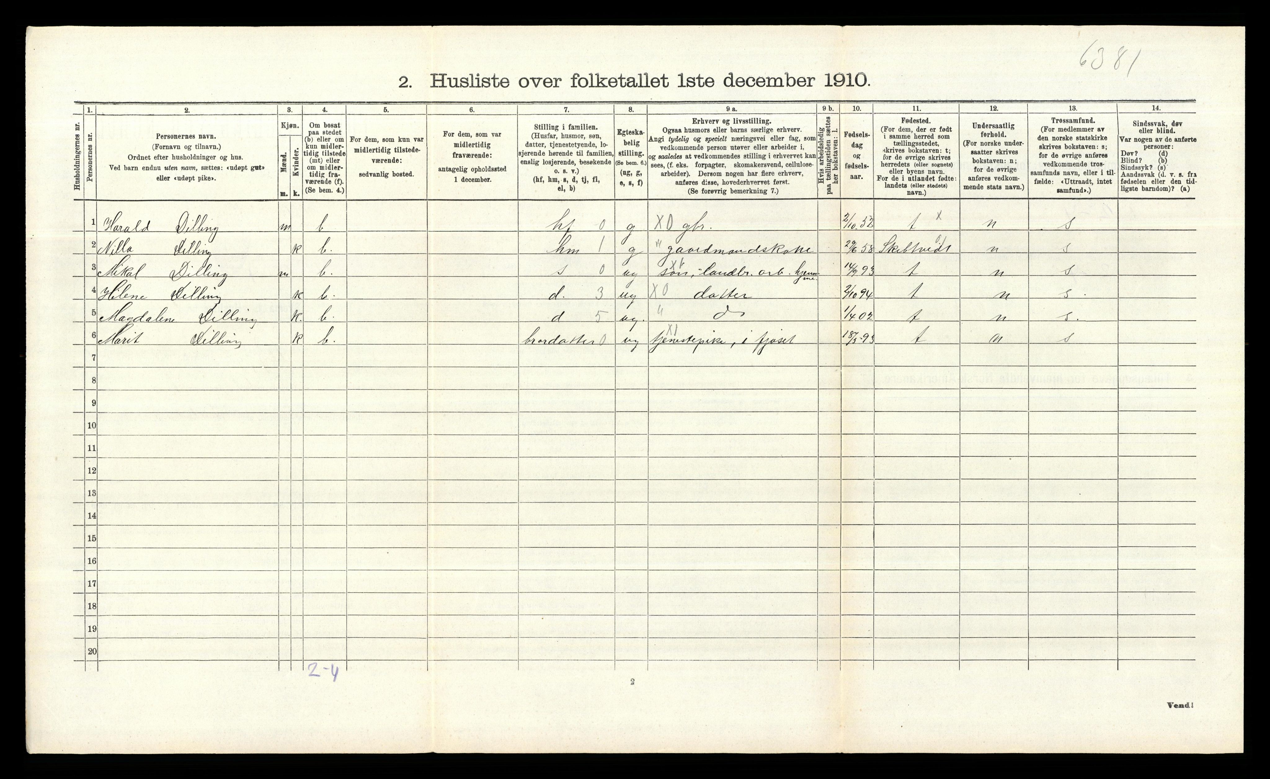 RA, 1910 census for Rygge, 1910, p. 741