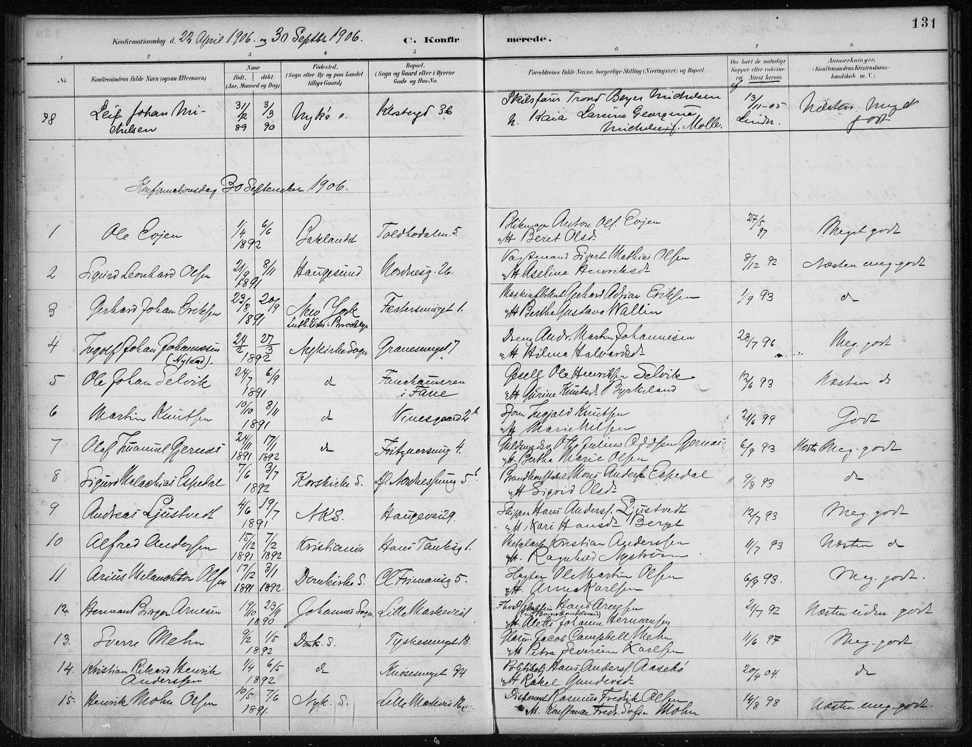 Nykirken Sokneprestembete, AV/SAB-A-77101/H/Haa/L0027: Parish register (official) no. C 6, 1886-1913, p. 131