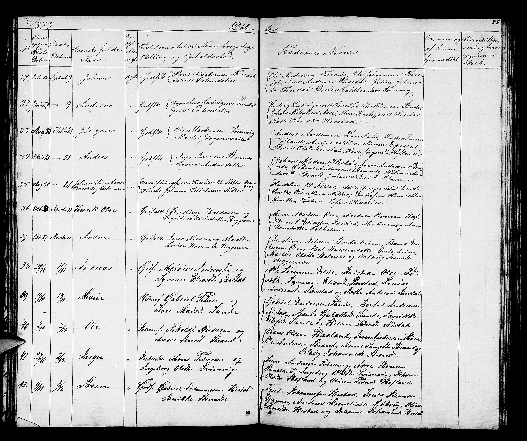 Fjaler sokneprestembete, SAB/A-79801/H/Hab/Habc/L0001: Parish register (copy) no. C 1, 1852-1878, p. 87