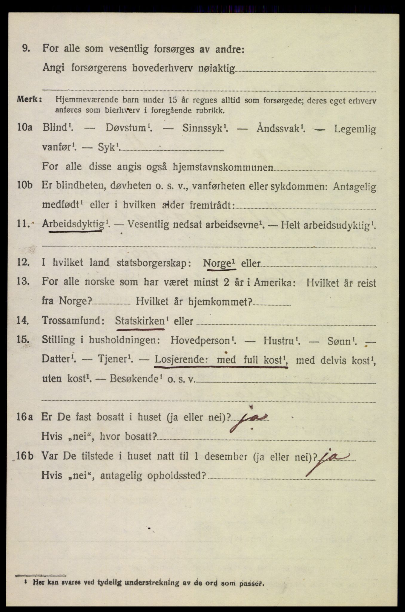 SAH, 1920 census for Tynset, 1920, p. 5501