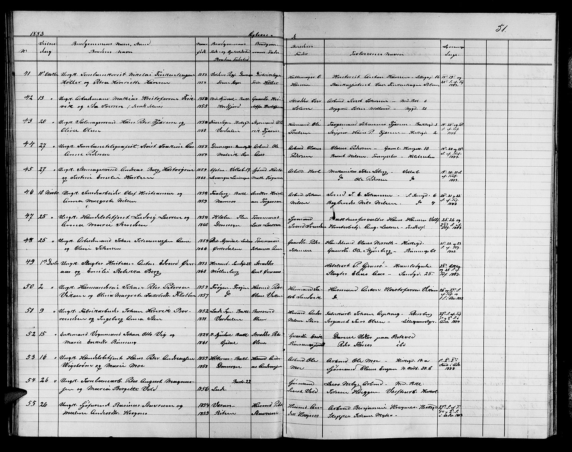 Ministerialprotokoller, klokkerbøker og fødselsregistre - Sør-Trøndelag, SAT/A-1456/604/L0221: Parish register (copy) no. 604C04, 1870-1885, p. 51