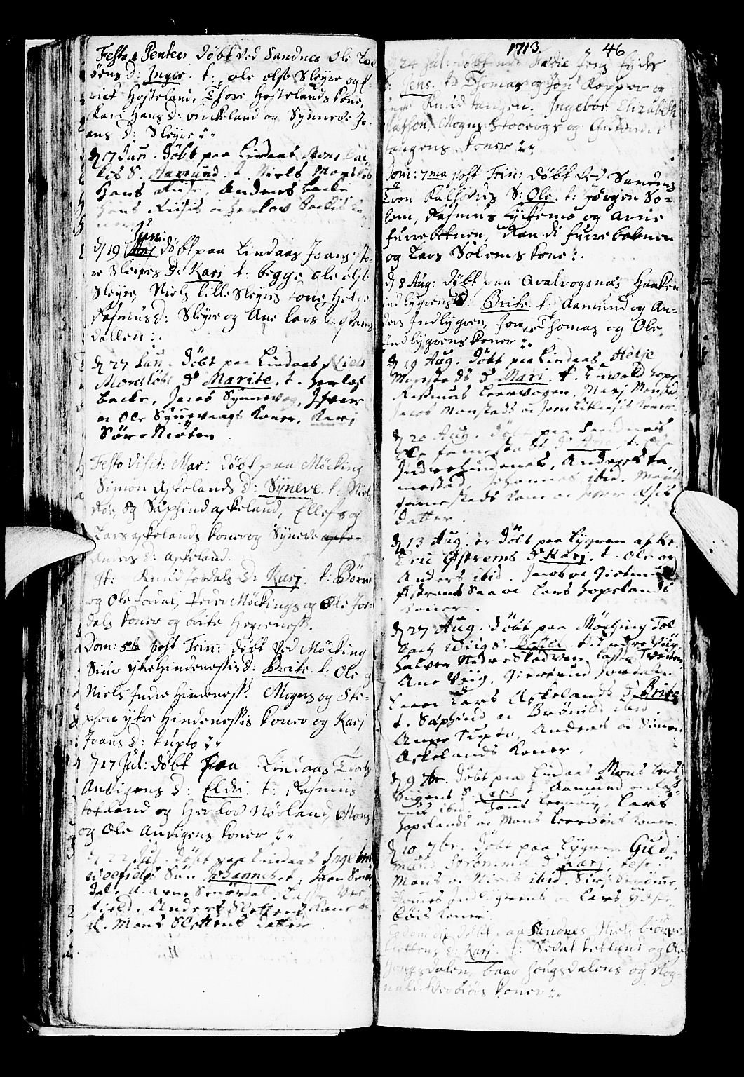 Lindås Sokneprestembete, AV/SAB-A-76701/H/Haa/Haaa/L0001: Parish register (official) no. A 1, 1699-1746, p. 46