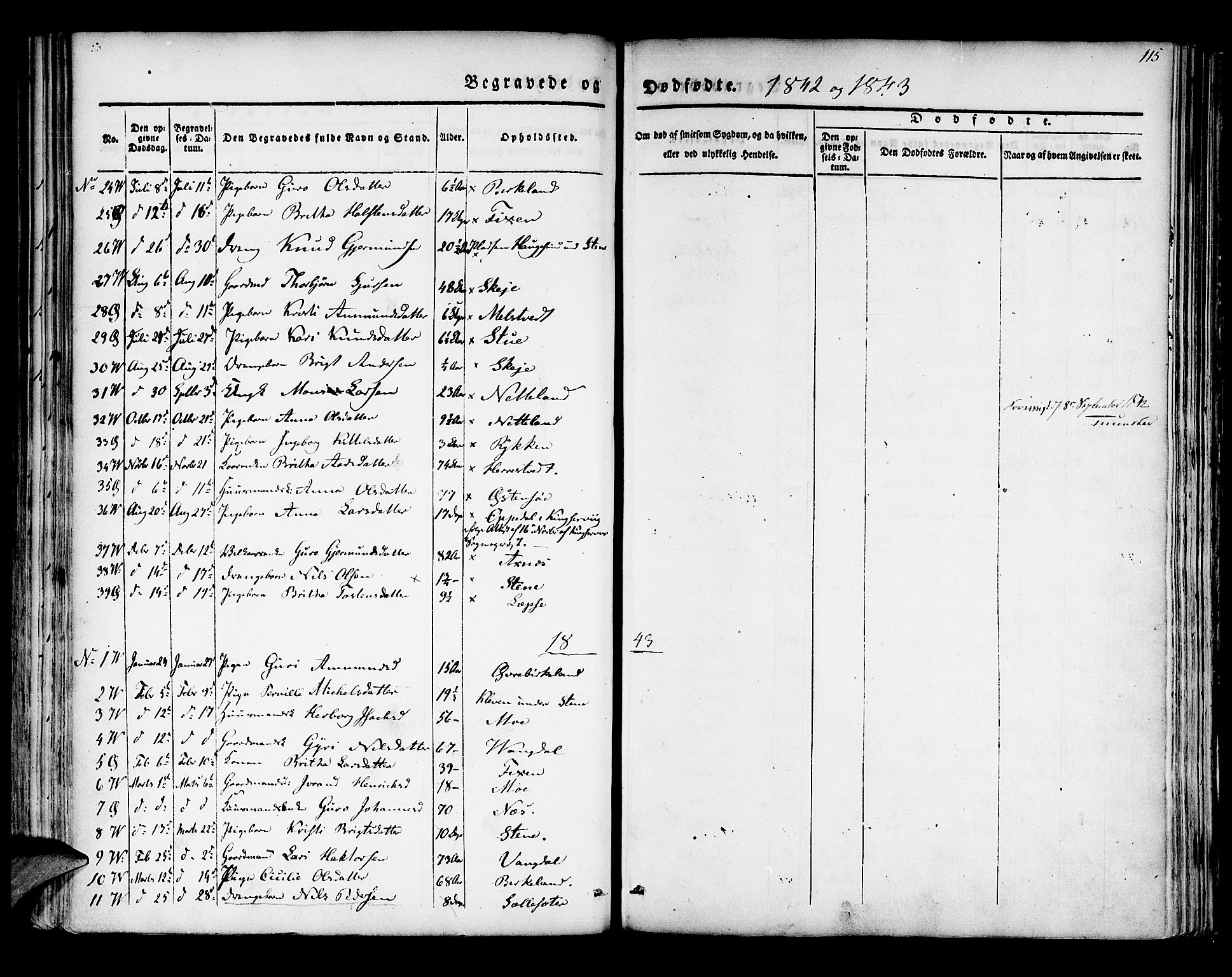 Kvam sokneprestembete, SAB/A-76201/H/Haa: Parish register (official) no. A 7, 1832-1843, p. 115