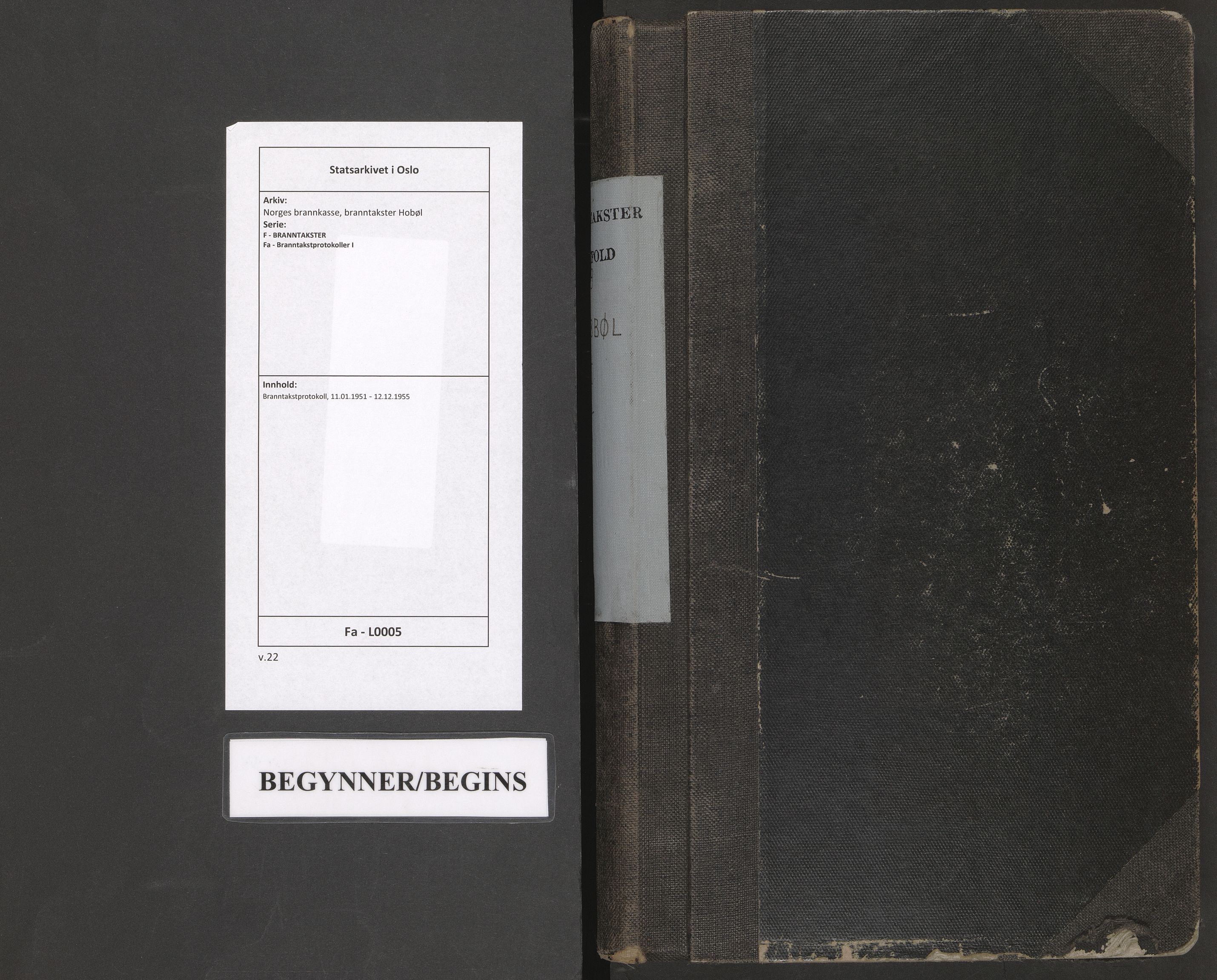 Norges brannkasse, branntakster Hobøl, SAO/A-11363/F/Fa/L0005: Branntakstprotokoll, 1951-1955