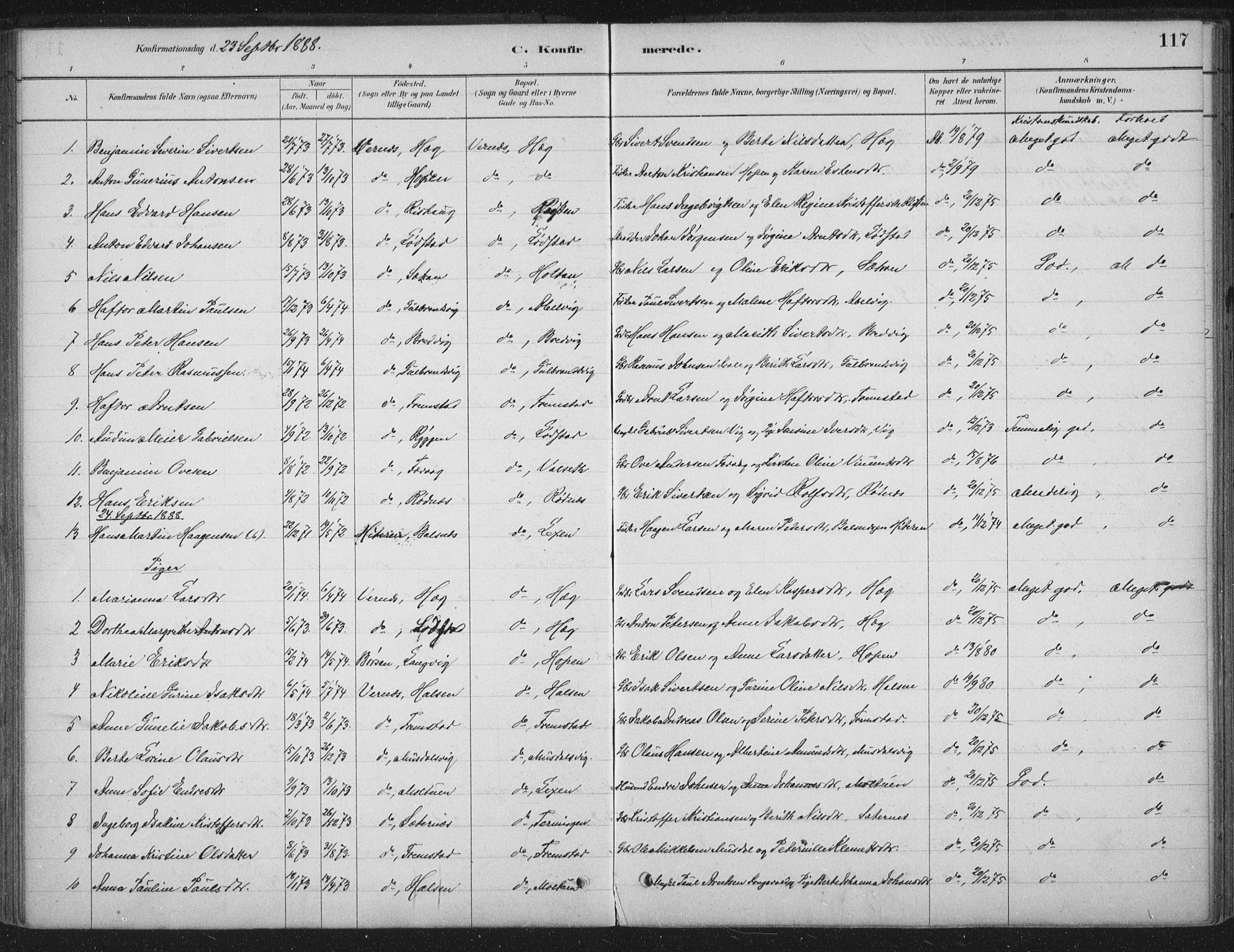 Ministerialprotokoller, klokkerbøker og fødselsregistre - Sør-Trøndelag, SAT/A-1456/662/L0755: Parish register (official) no. 662A01, 1879-1905, p. 117