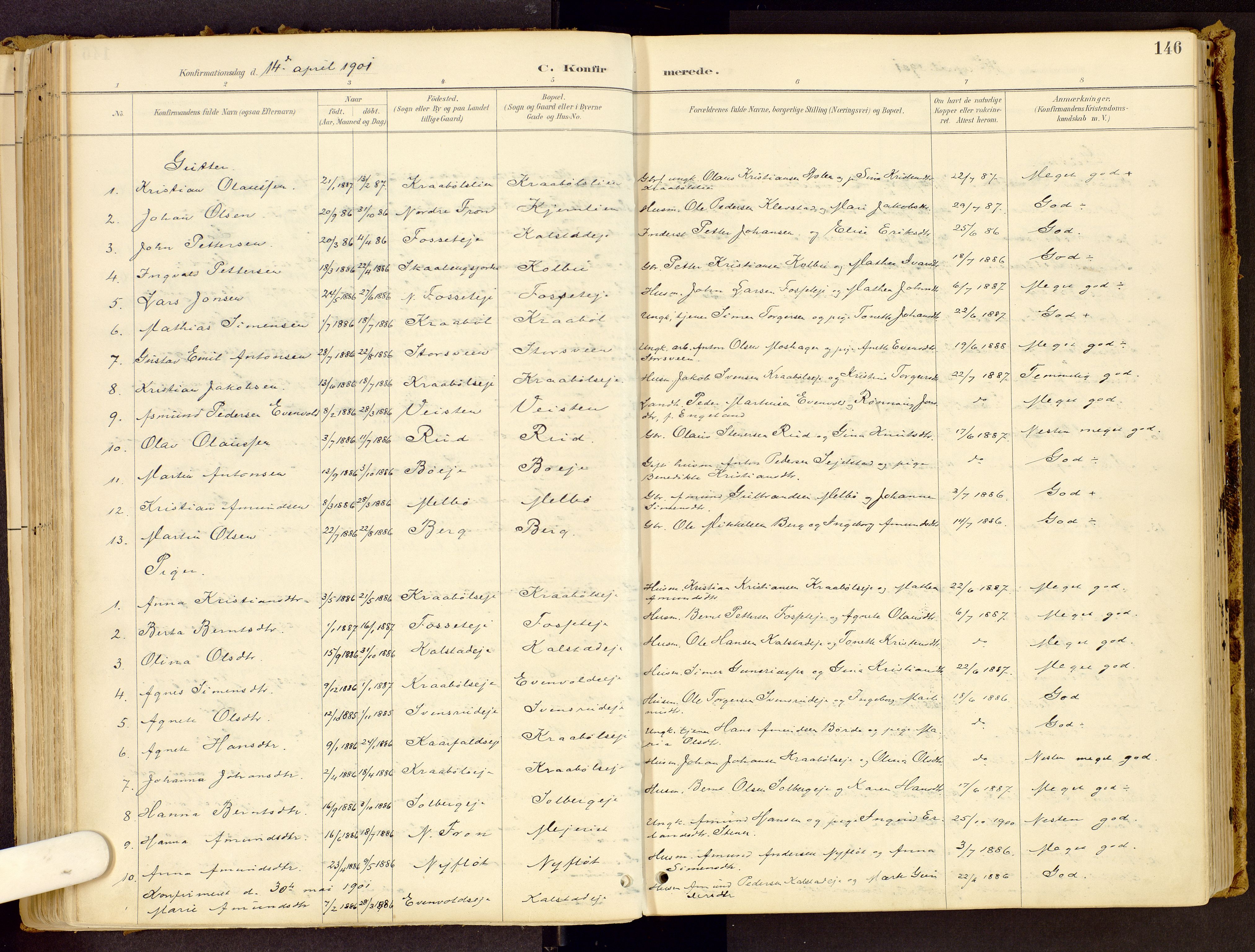 Vestre Gausdal prestekontor, SAH/PREST-094/H/Ha/Haa/L0001: Parish register (official) no. 1, 1887-1914, p. 146