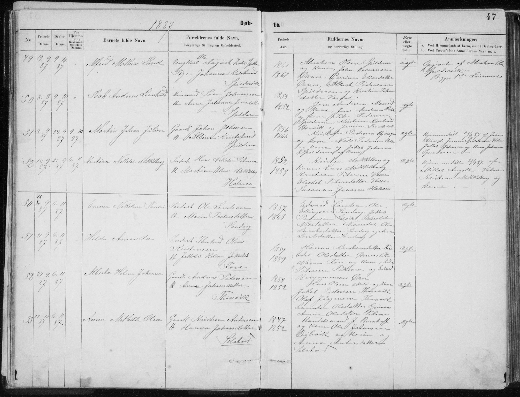 Ministerialprotokoller, klokkerbøker og fødselsregistre - Nordland, SAT/A-1459/843/L0636: Parish register (copy) no. 843C05, 1884-1909, p. 47