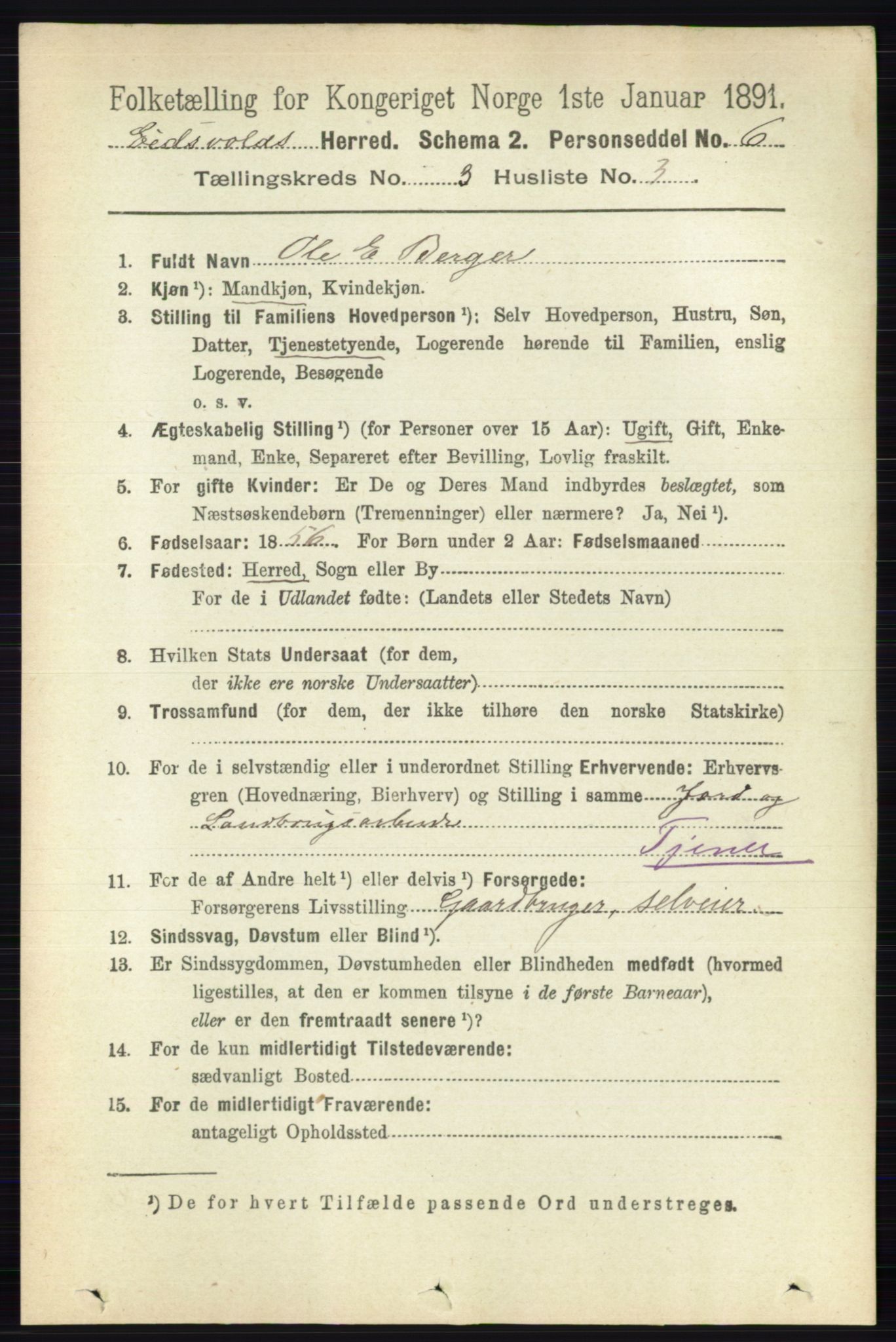 RA, 1891 census for 0237 Eidsvoll, 1891, p. 1610