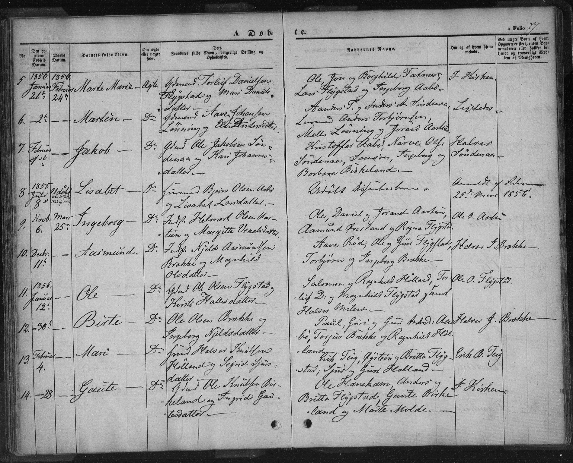 Sand sokneprestkontor, AV/SAST-A-101848/01/III/L0002: Parish register (official) no. A 2, 1838-1859, p. 77