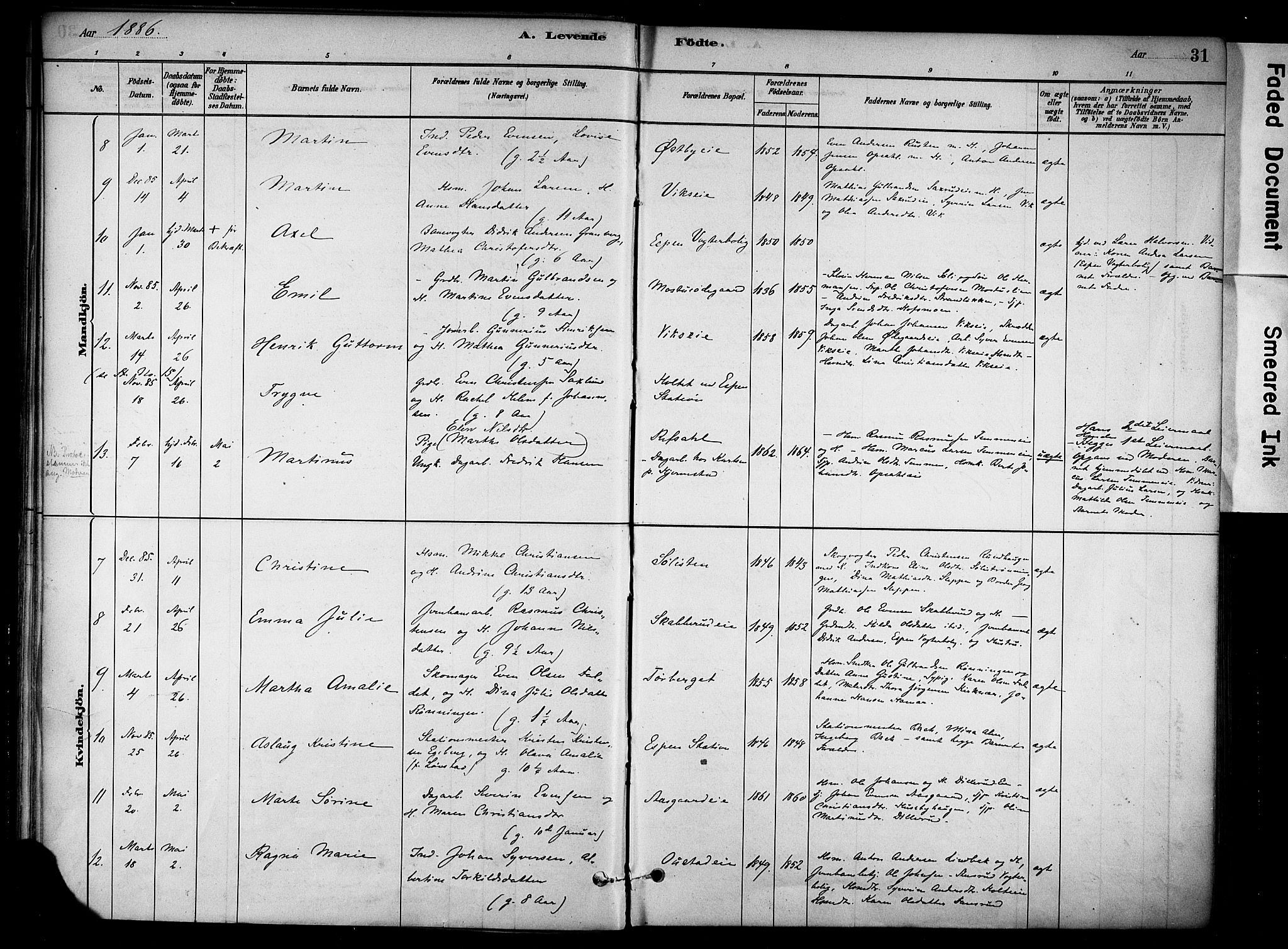 Stange prestekontor, AV/SAH-PREST-002/K/L0018: Parish register (official) no. 18, 1880-1896, p. 31