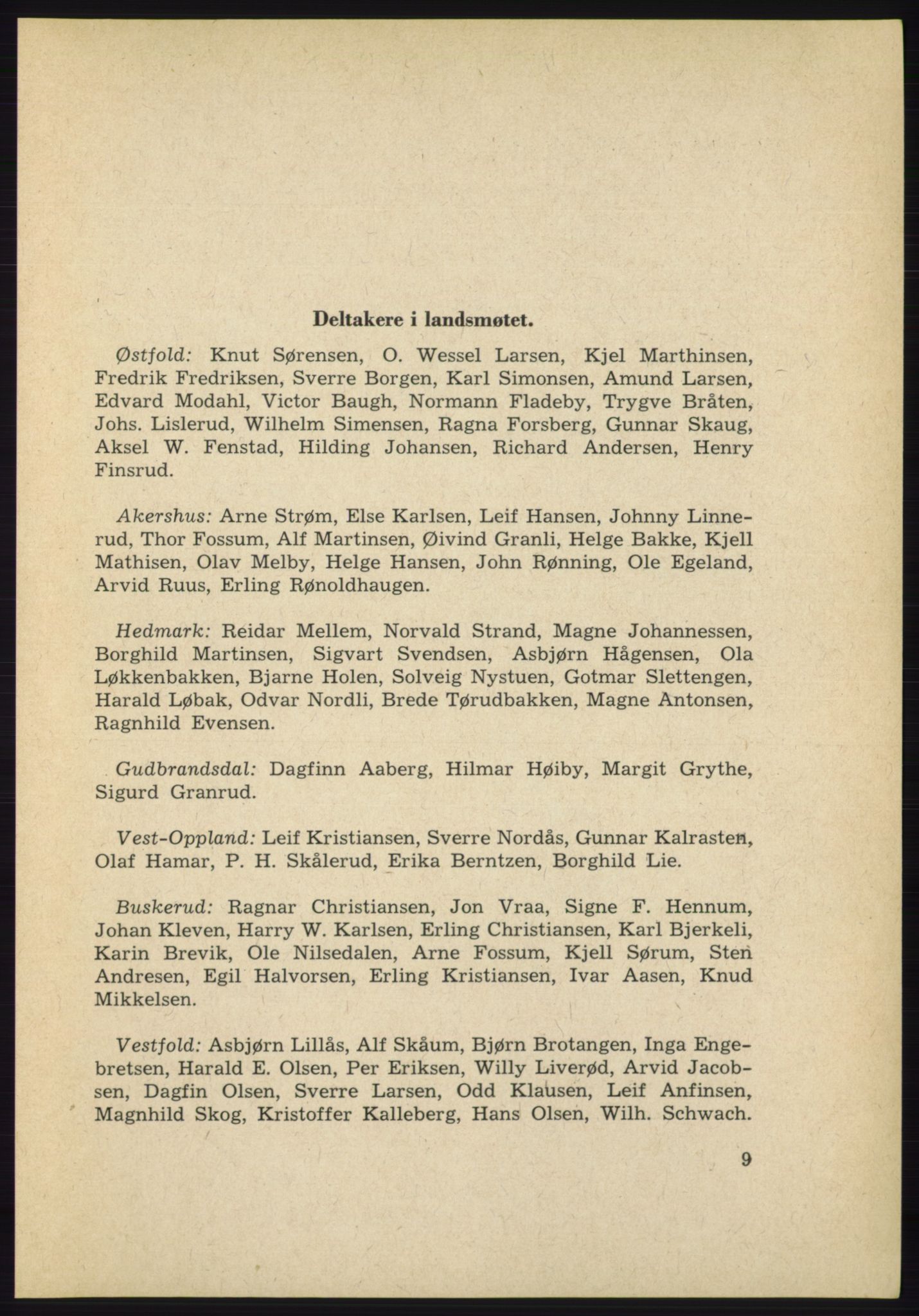 Det norske Arbeiderparti - publikasjoner, AAB/-/-/-: Protokoll over forhandlingene på det 38. ordinære landsmøte 9.-11. april 1961 i Oslo, 1961, p. 9