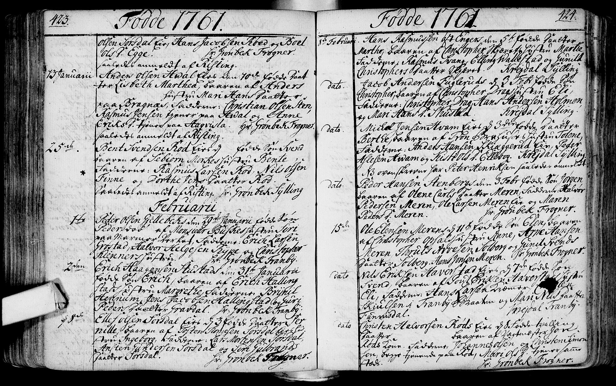 Lier kirkebøker, AV/SAKO-A-230/F/Fa/L0004: Parish register (official) no. I 4, 1749-1764, p. 423-424