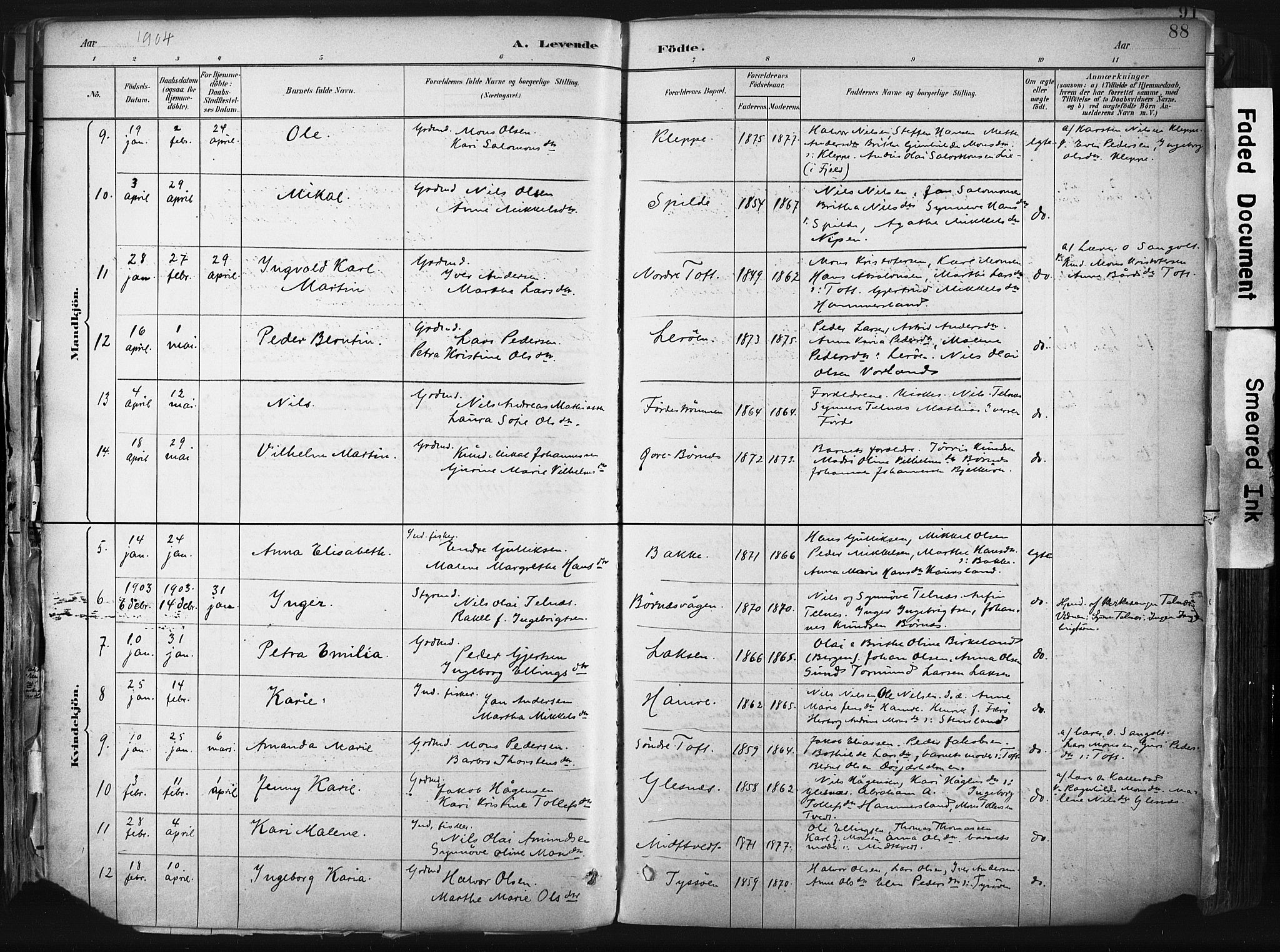 Sund sokneprestembete, AV/SAB-A-99930: Parish register (official) no. B 1, 1882-1907, p. 88