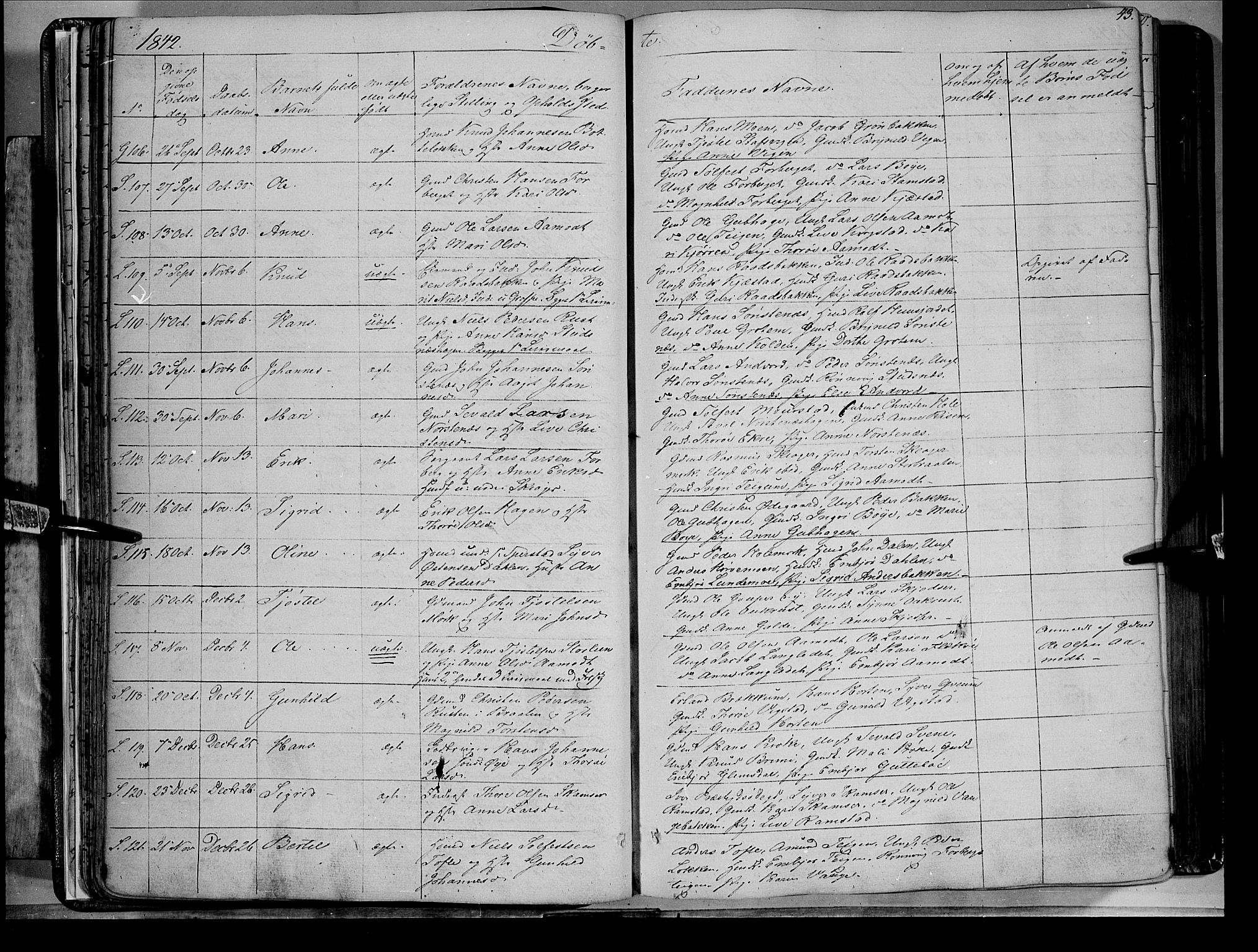 Lom prestekontor, SAH/PREST-070/K/L0006: Parish register (official) no. 6A, 1837-1863, p. 43