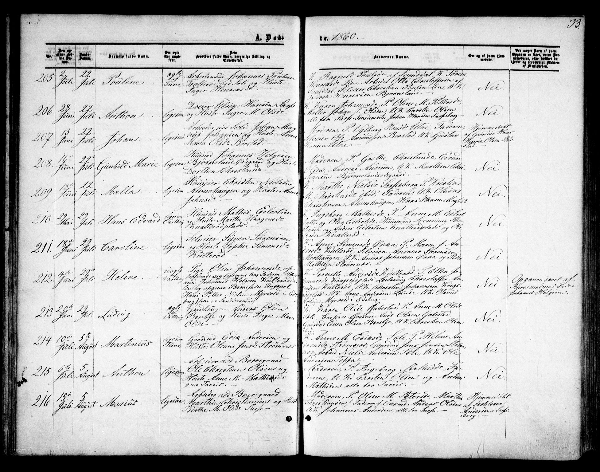 Tune prestekontor Kirkebøker, AV/SAO-A-2007/F/Fa/L0013: Parish register (official) no. 13, 1859-1863, p. 33