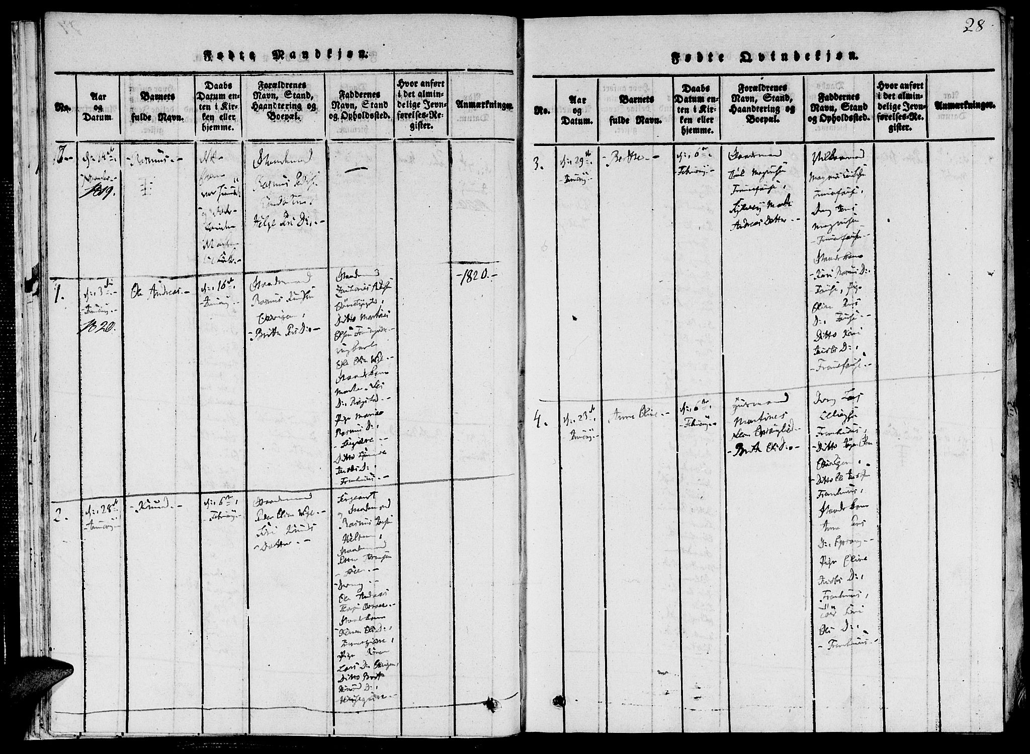 Ministerialprotokoller, klokkerbøker og fødselsregistre - Møre og Romsdal, AV/SAT-A-1454/520/L0273: Parish register (official) no. 520A03, 1817-1826, p. 28