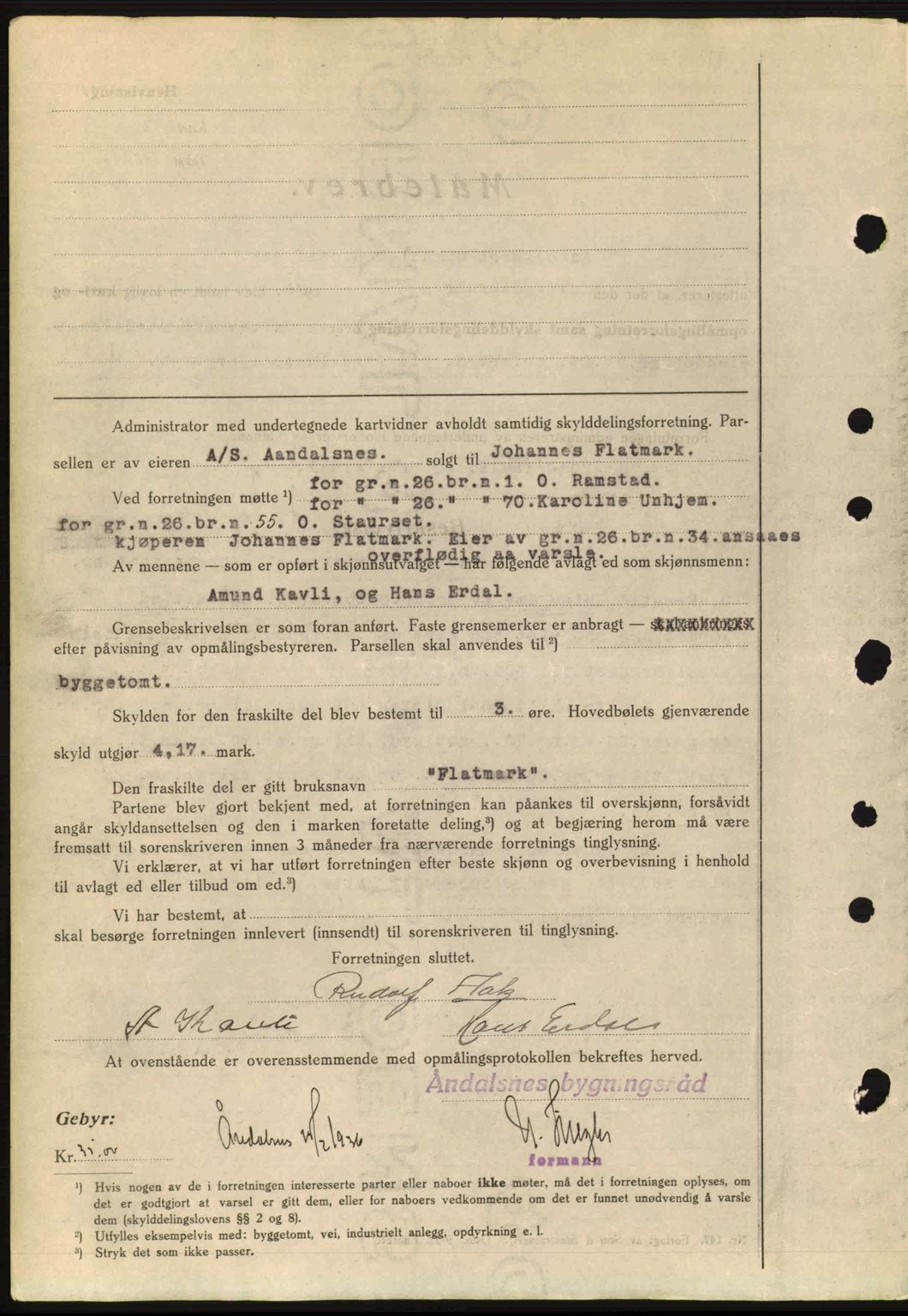 Romsdal sorenskriveri, AV/SAT-A-4149/1/2/2C: Mortgage book no. A1, 1936-1936, Diary no: : 611/1936