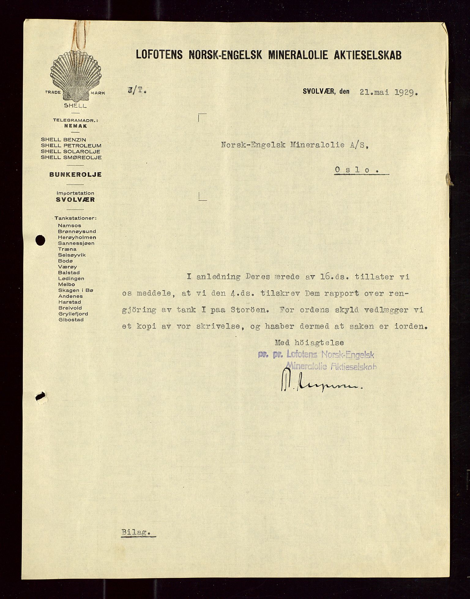 Pa 1521 - A/S Norske Shell, AV/SAST-A-101915/E/Ea/Eaa/L0018: Sjefskorrespondanse, 1929, p. 22